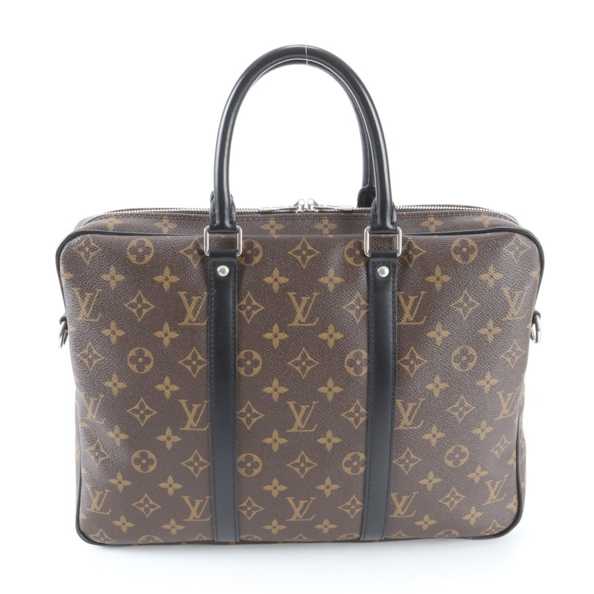Louis Vuitton Black Brown Monogram Macassar Coated Canvas Leather Handbag (Pre-Owned)