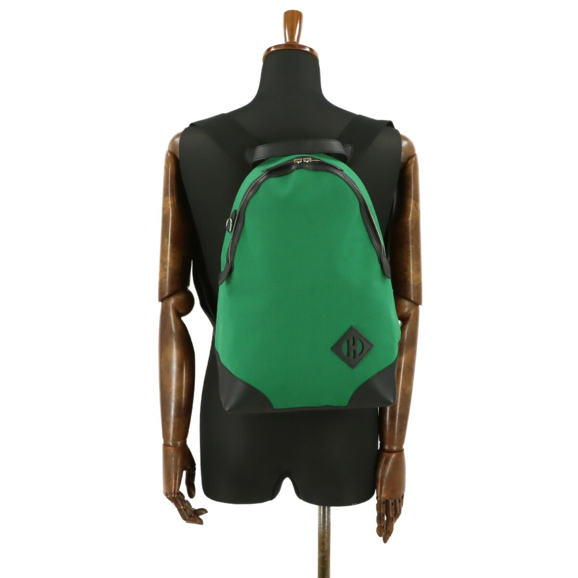 Hermes Black Green Swift Leather Backpack (Pre-Owned)