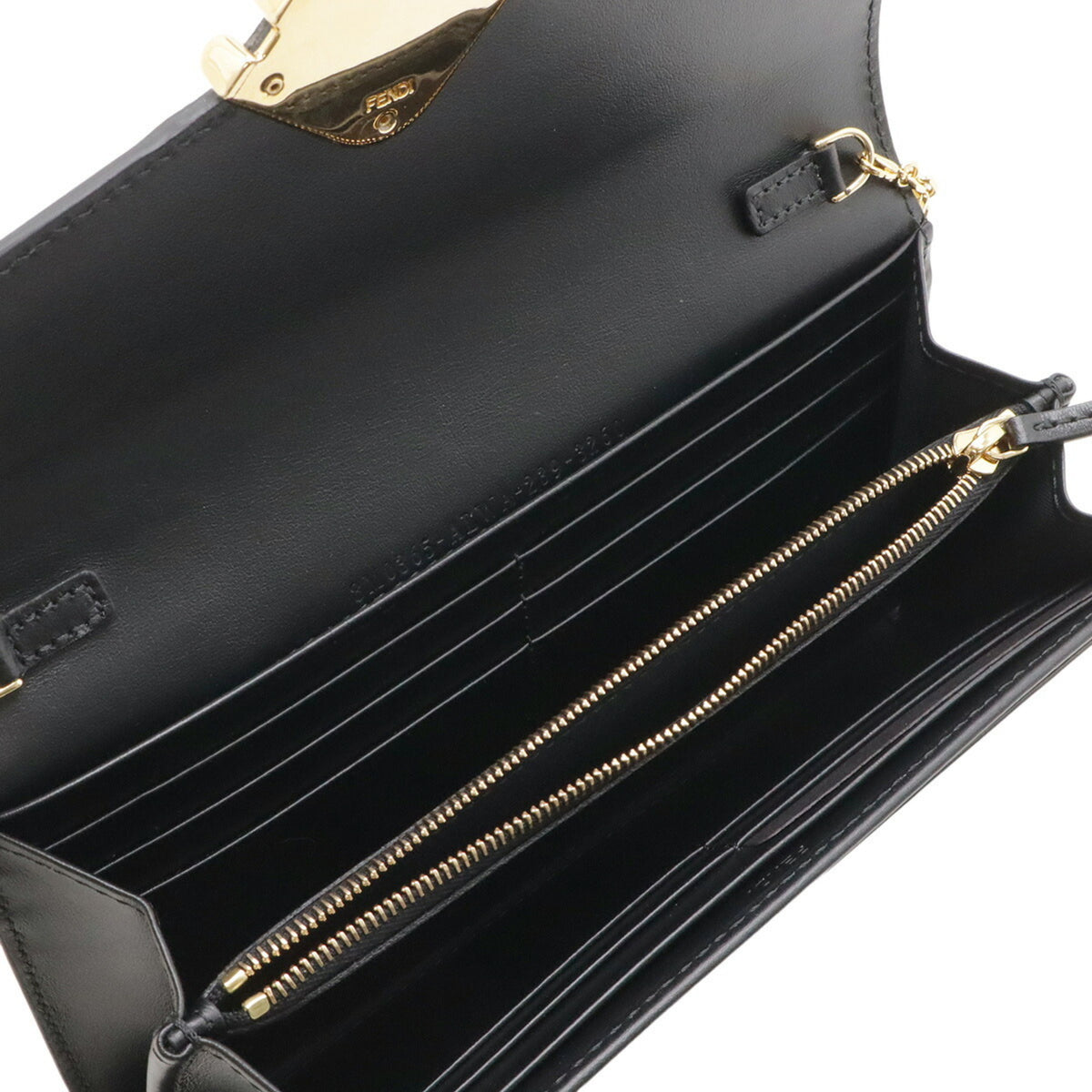 Fendi Black Leather Chain/Shoulder Wallet (Pre-Owned)
