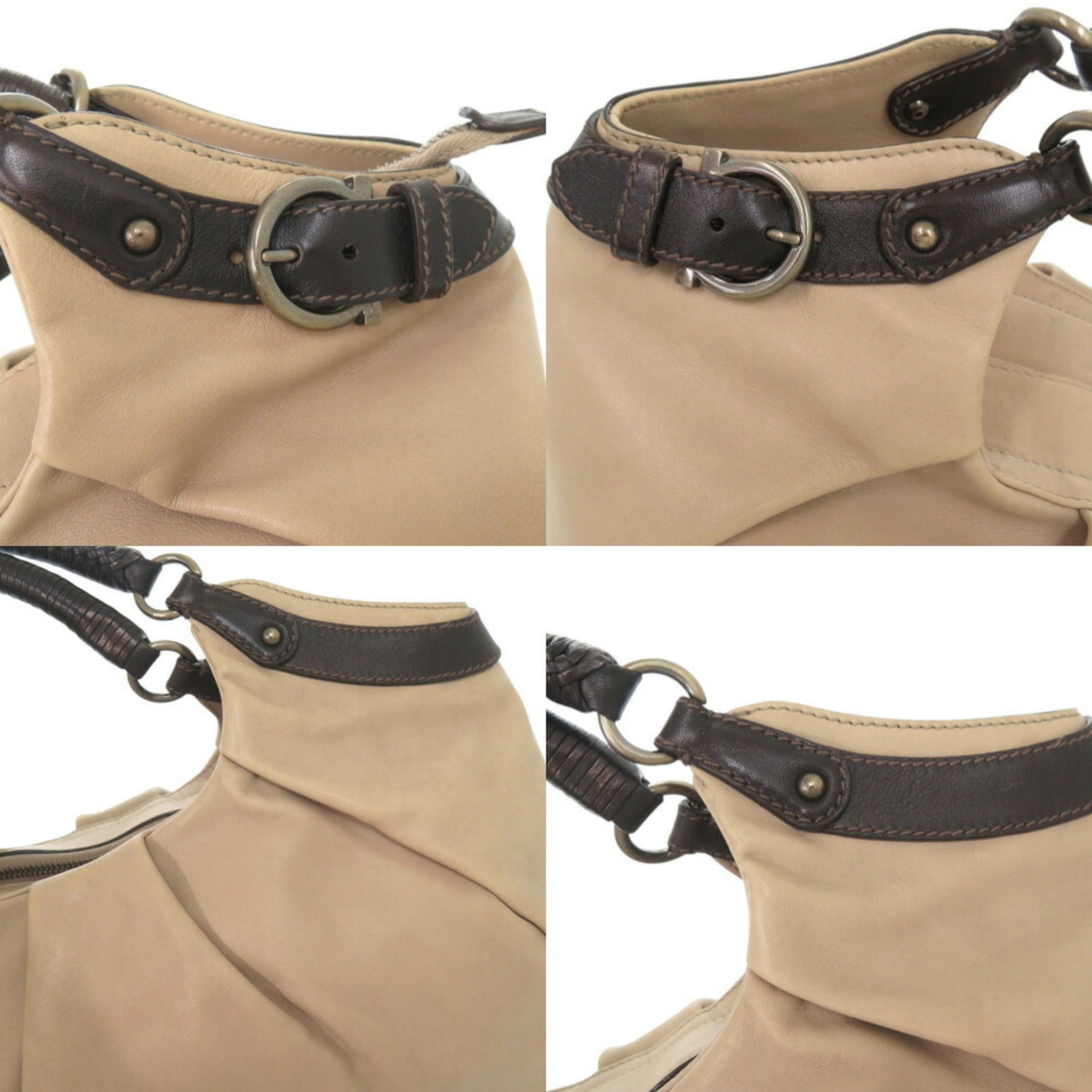 Salvatore Ferragamo Beige Leather Handbag (Pre-Owned)