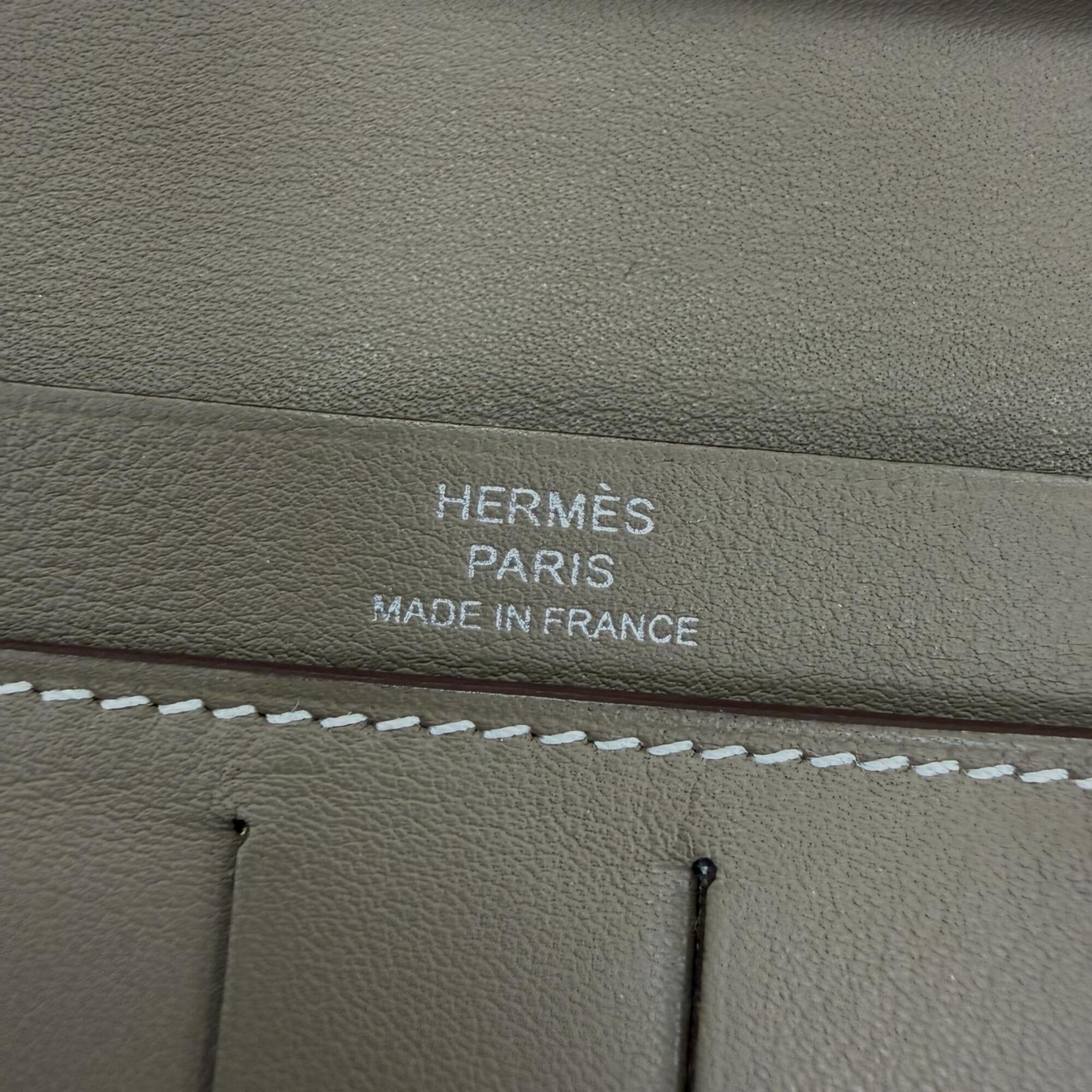 Hermes Etoupe Gray Leather Long Wallet (Bi-Fold) (Pre-Owned)