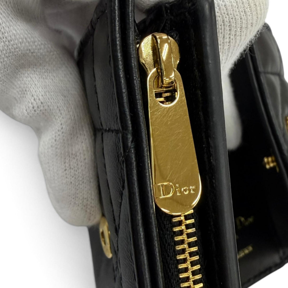 Christian Dior Black Leather Wallet (Tri-Fold) (Pre-Owned)