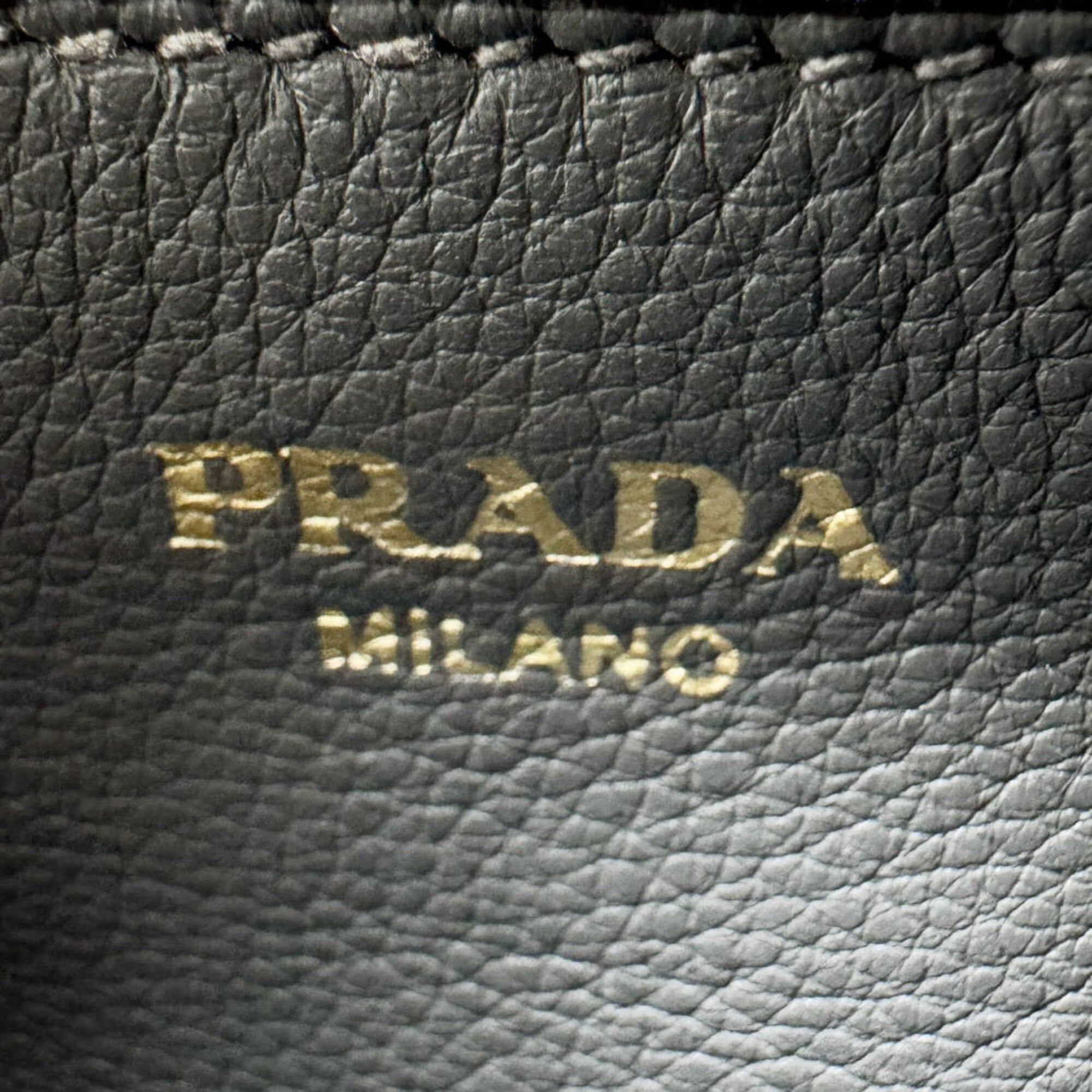 Prada Gray Leather Shoulder Bag (Pre-Owned)