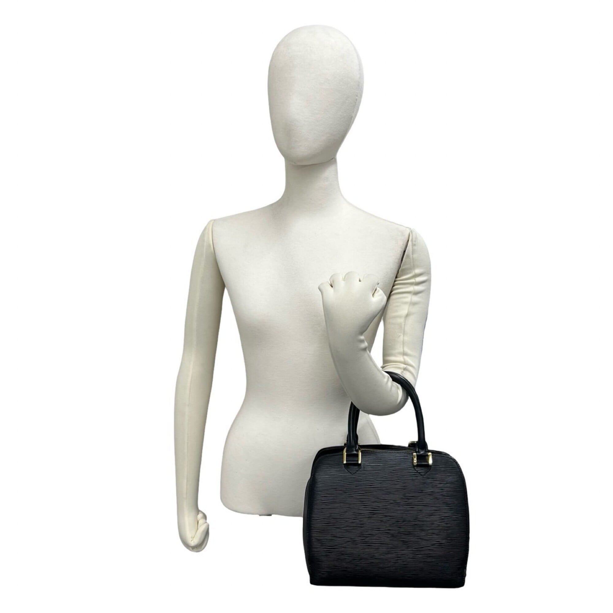 Louis Vuitton Black Leather Boston Bag Handbag (Pre-Owned)