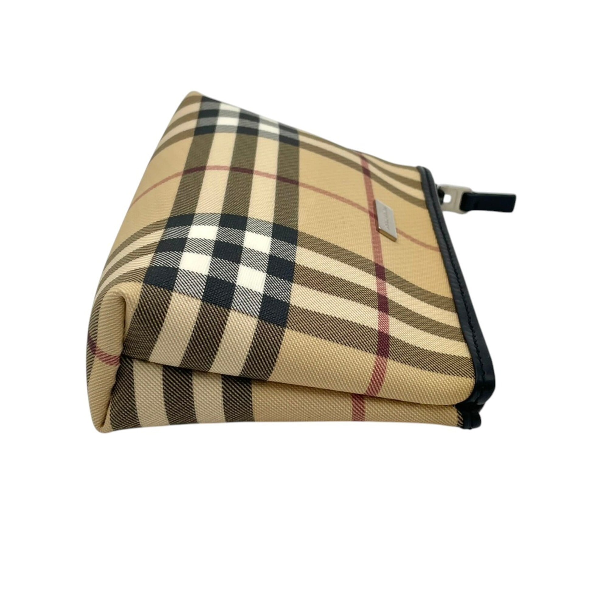 Burberry Beige Black Pvc Leather Pouch (Pre-Owned)