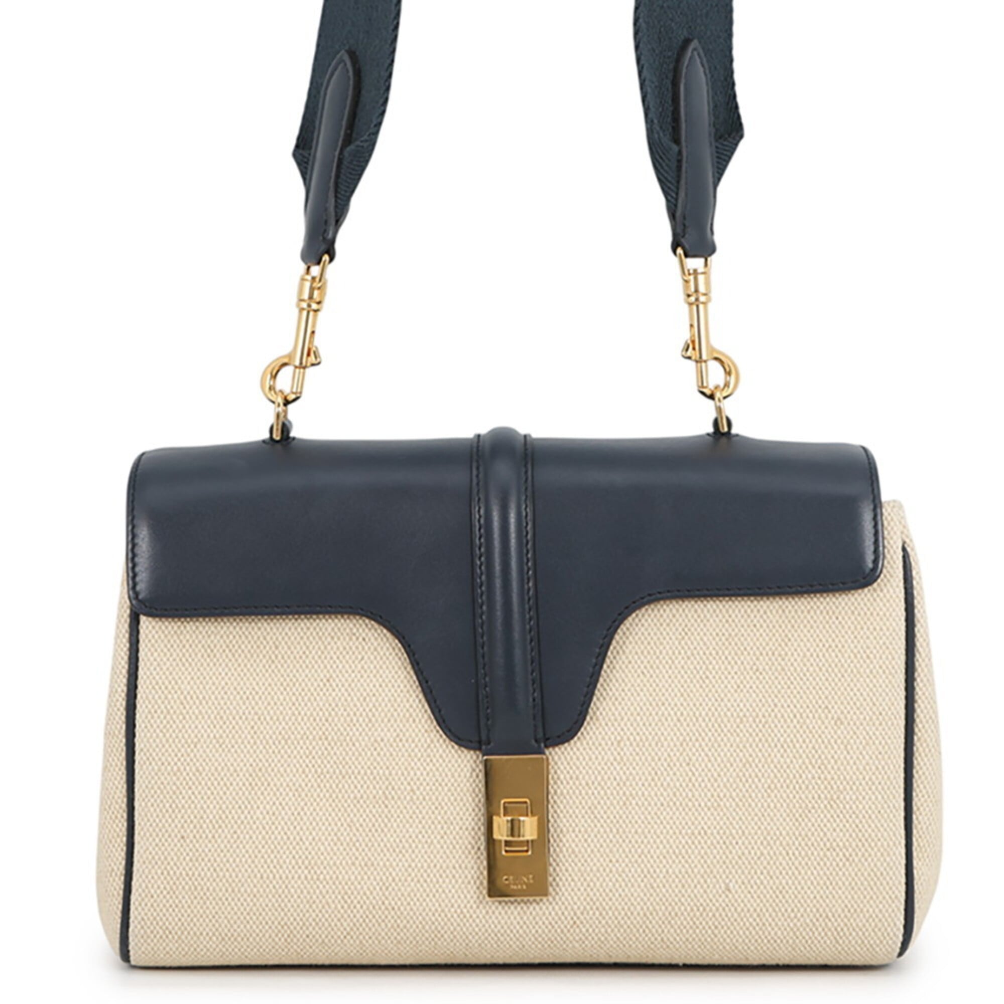 Celine Navy Raffia Handbag Shoulder Bag (Pre-Owned)