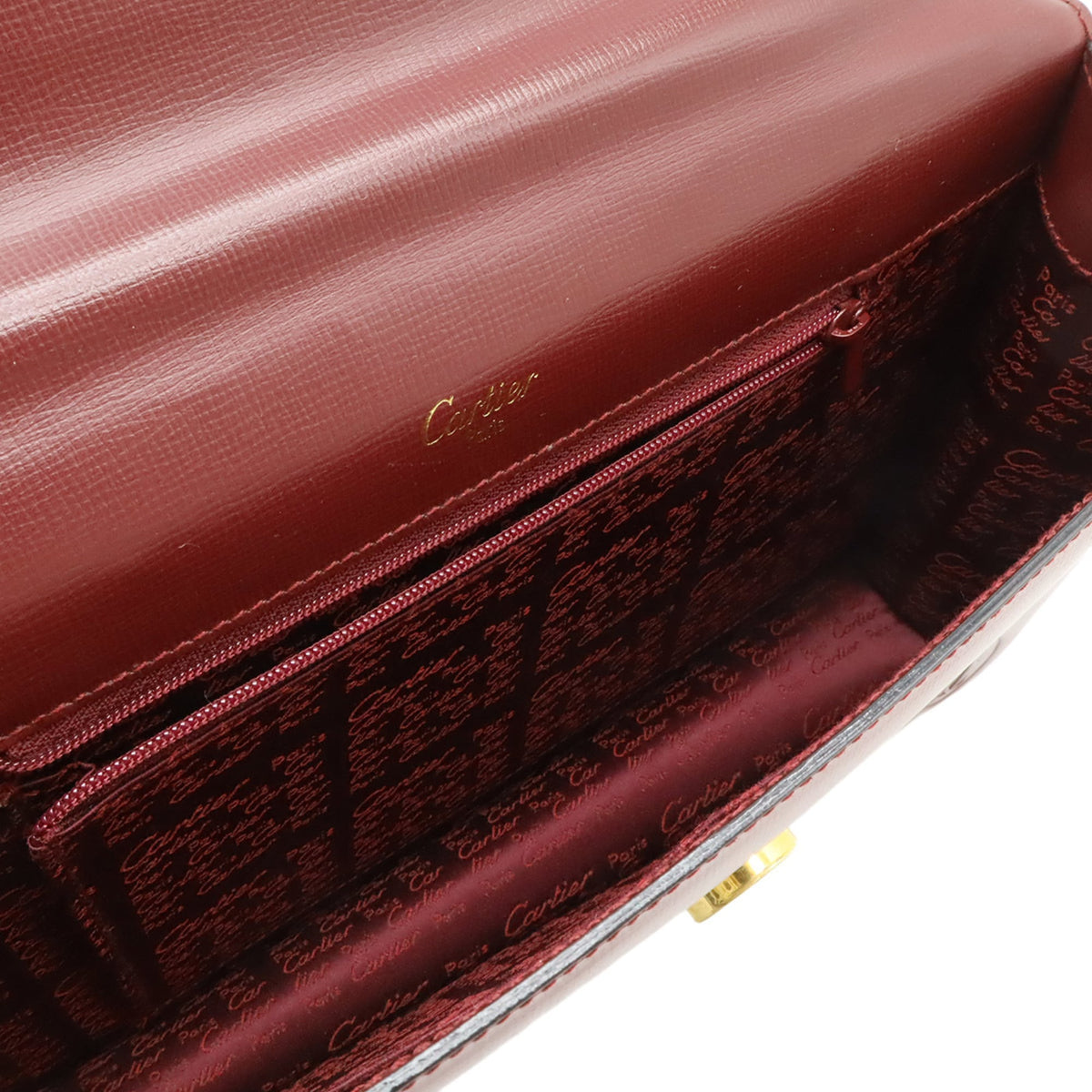 Cartier Bordeaux Red Color Leather Clutch Bag (Pre-Owned)