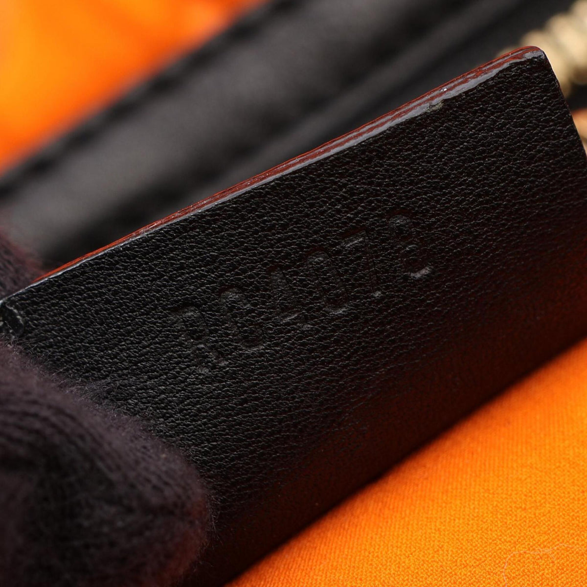 Louis Vuitton Black Lv Orange Orange Leather Microfiber Handbag Tote Bag (Pre-Owned)