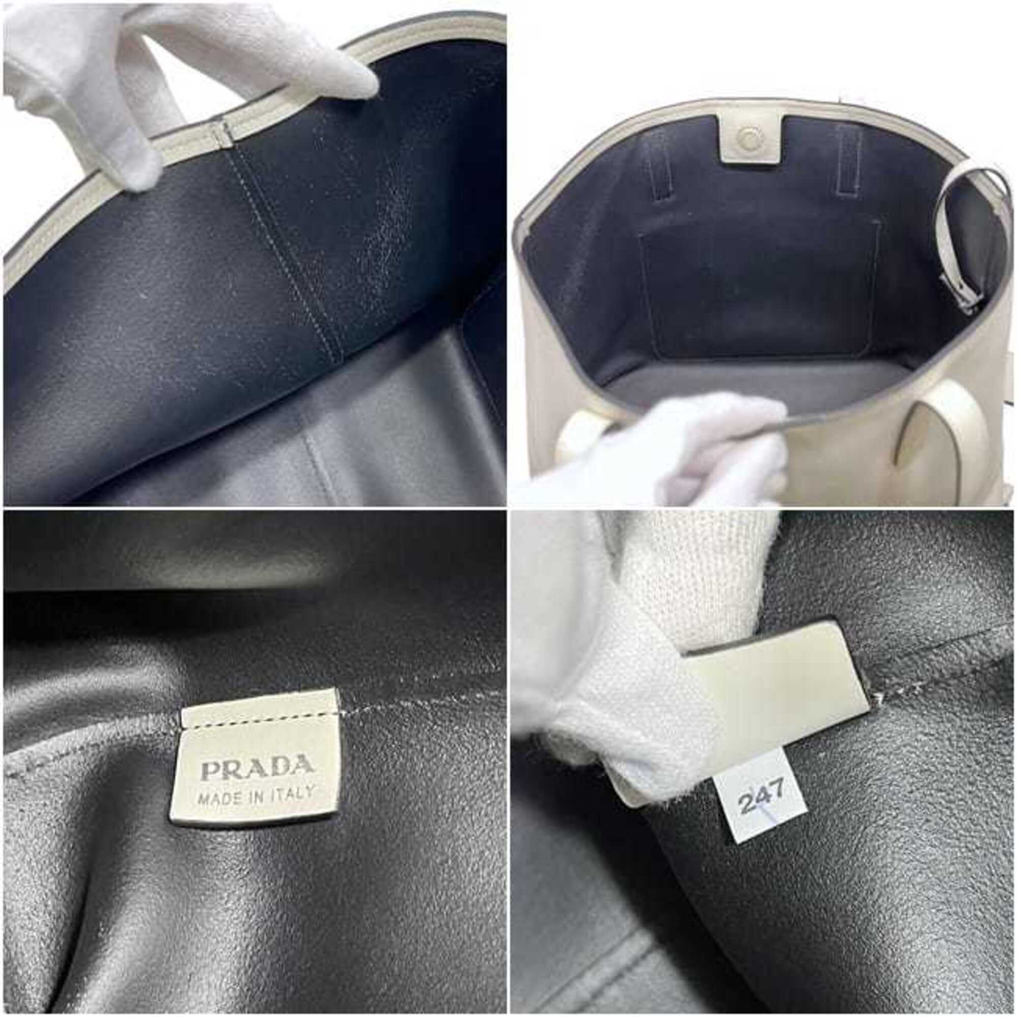 Prada White Leather Tote Bag (Pre-Owned)