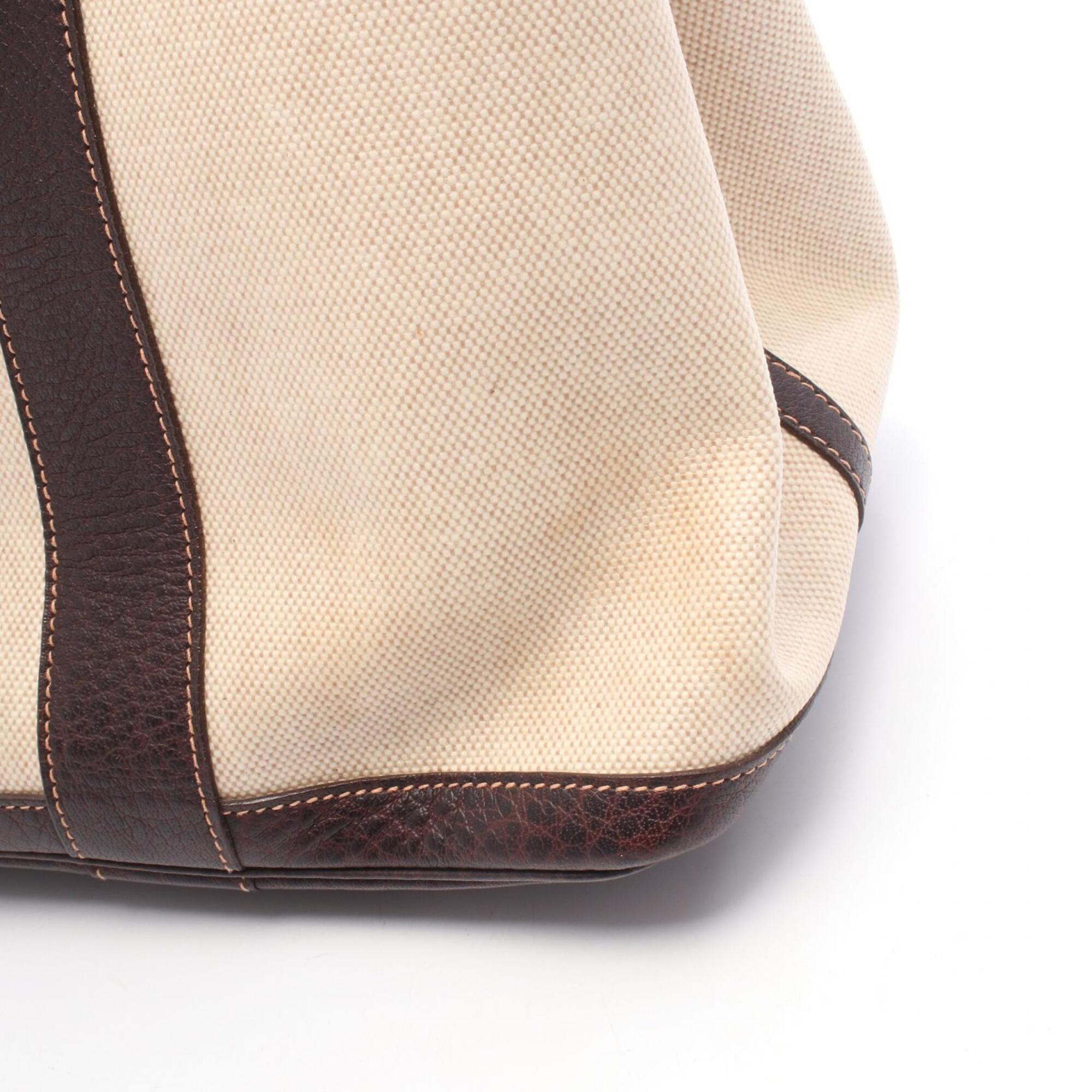 Hermes Beige Brown Toile H Leather Canvas Handbag Tote Bag (Pre-Owned)