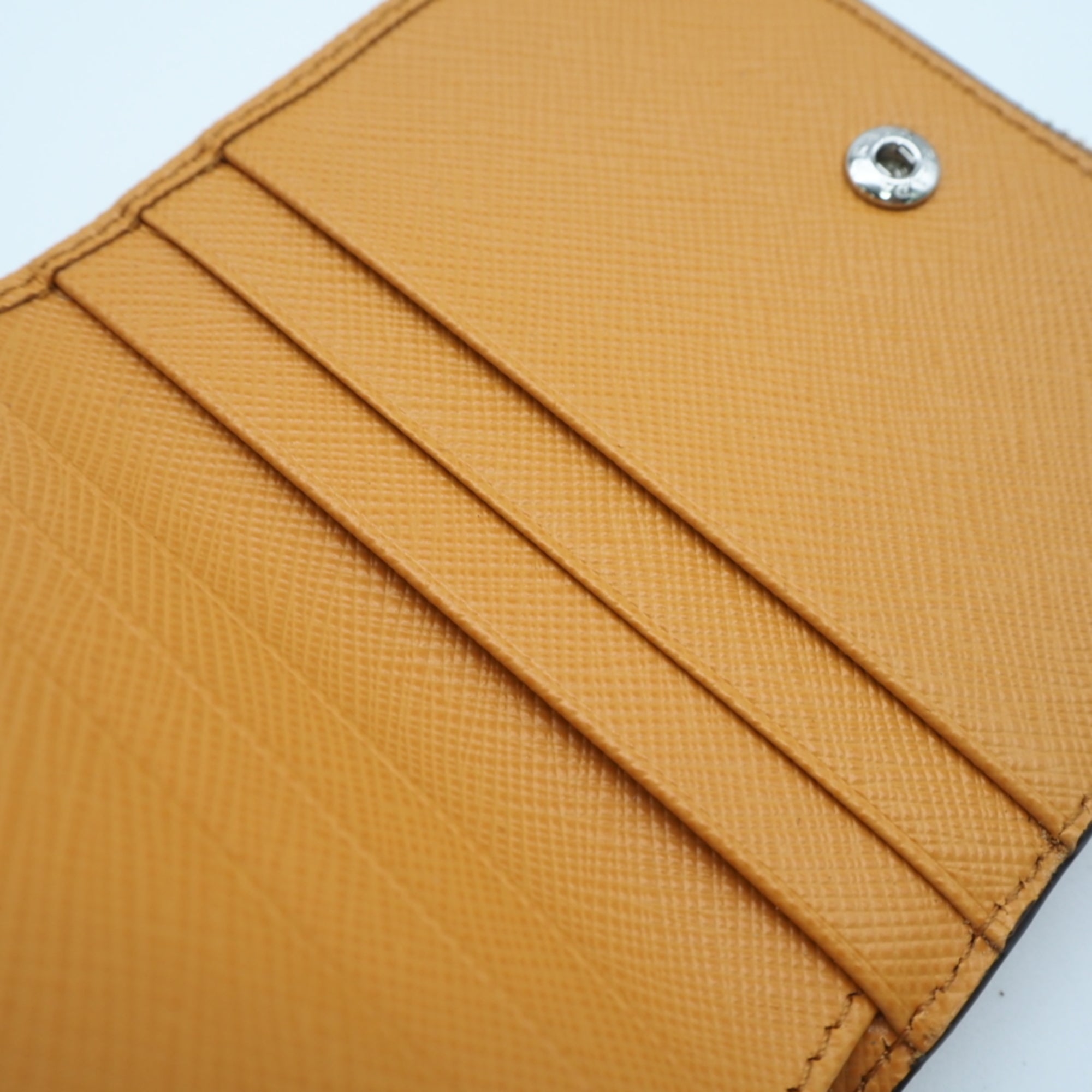 Prada Orange Saffiano Triangle Wallet (Bi-Fold) (Pre-Owned)