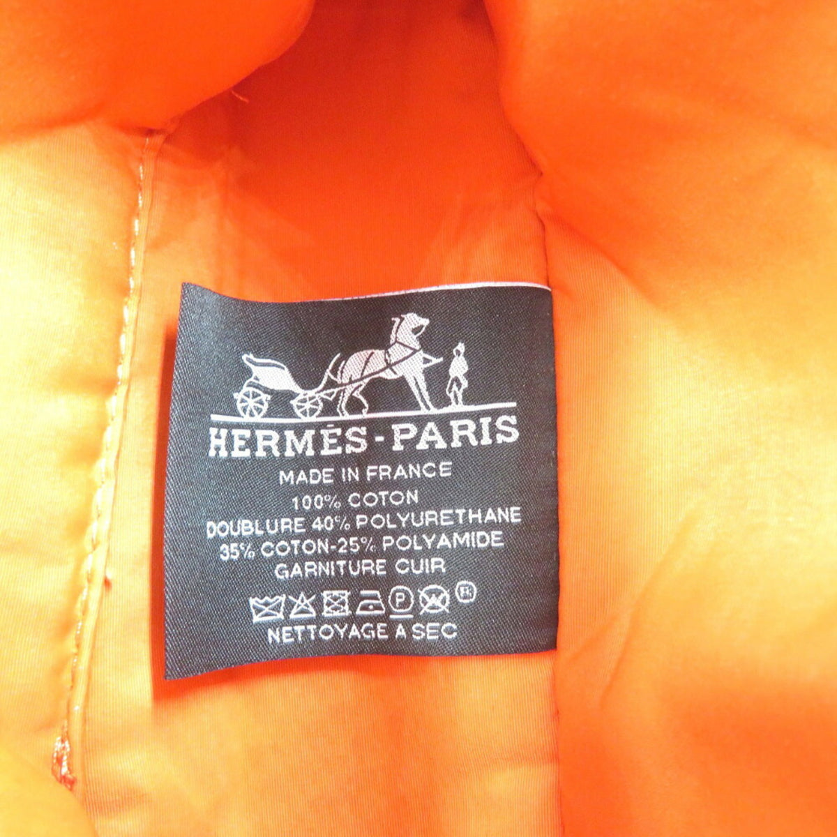 Hermes Beige Orange Cotton Leather Pouch (Pre-Owned)