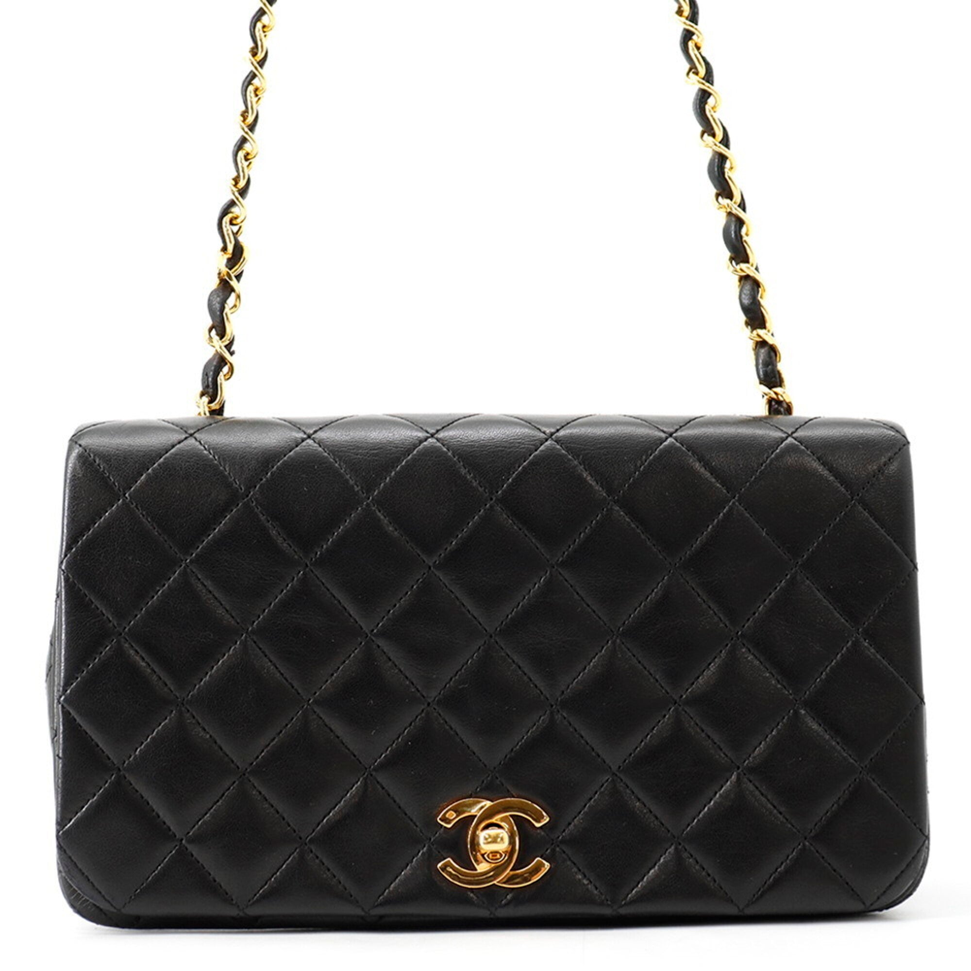 Chanel Black Leather Handbag Shoulder Bag (Pre-Owned)