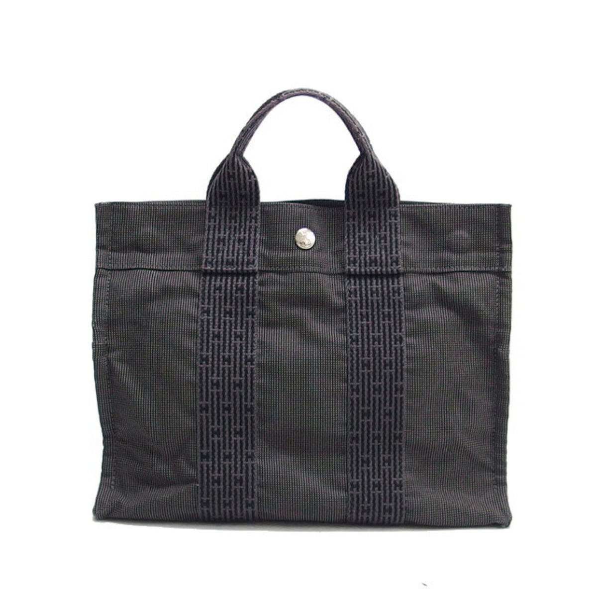 Hermes Her Line Gray Nylon Canvas Handbag Tote Bag (Pre-Owned)
