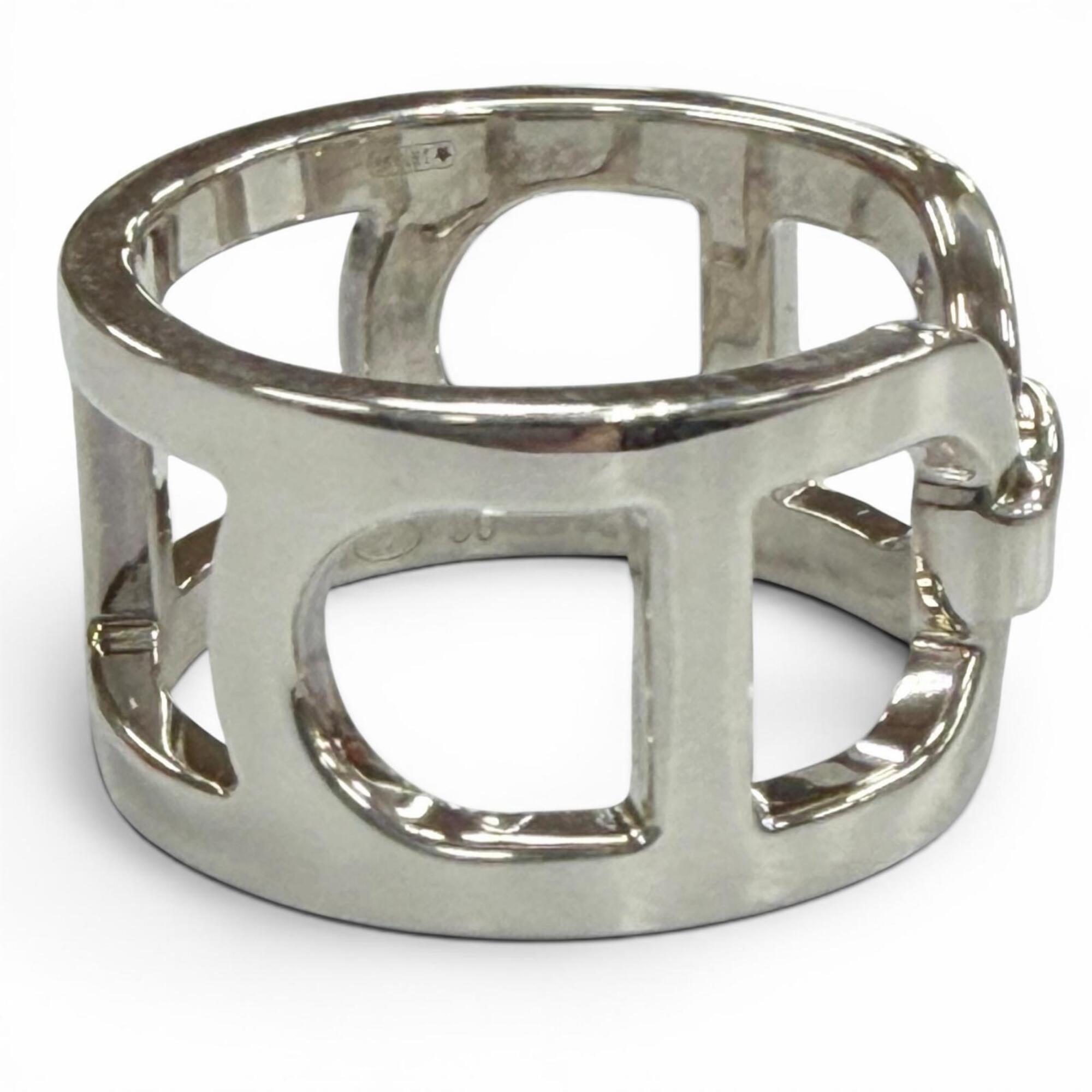 Hermes Silver Silver 925 Band Ring (Pre-Owned)