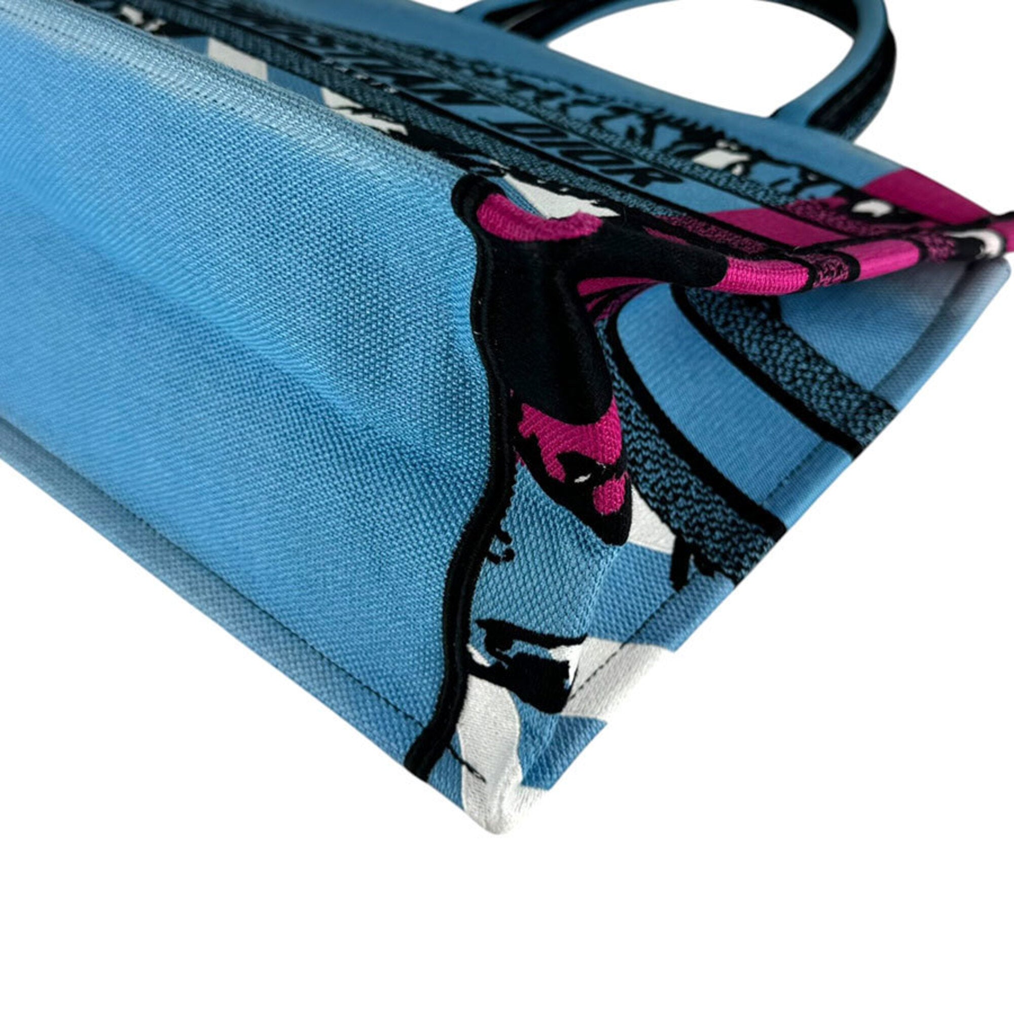 Christian Dior Black Blue Pink Canvas Handbag (Pre-Owned)