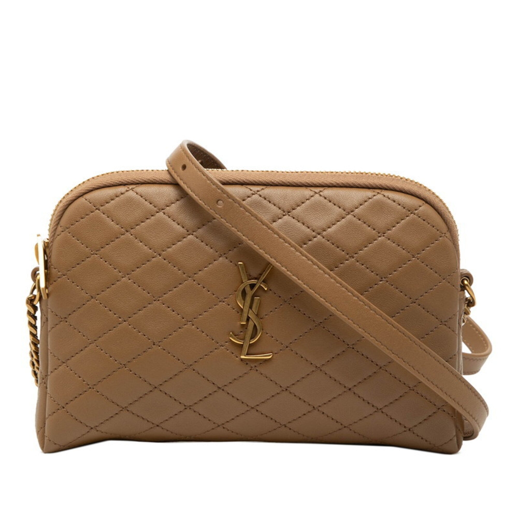 Saint Laurent Beige Leather Handbag Pouch Shoulder Bag (Pre-Owned)