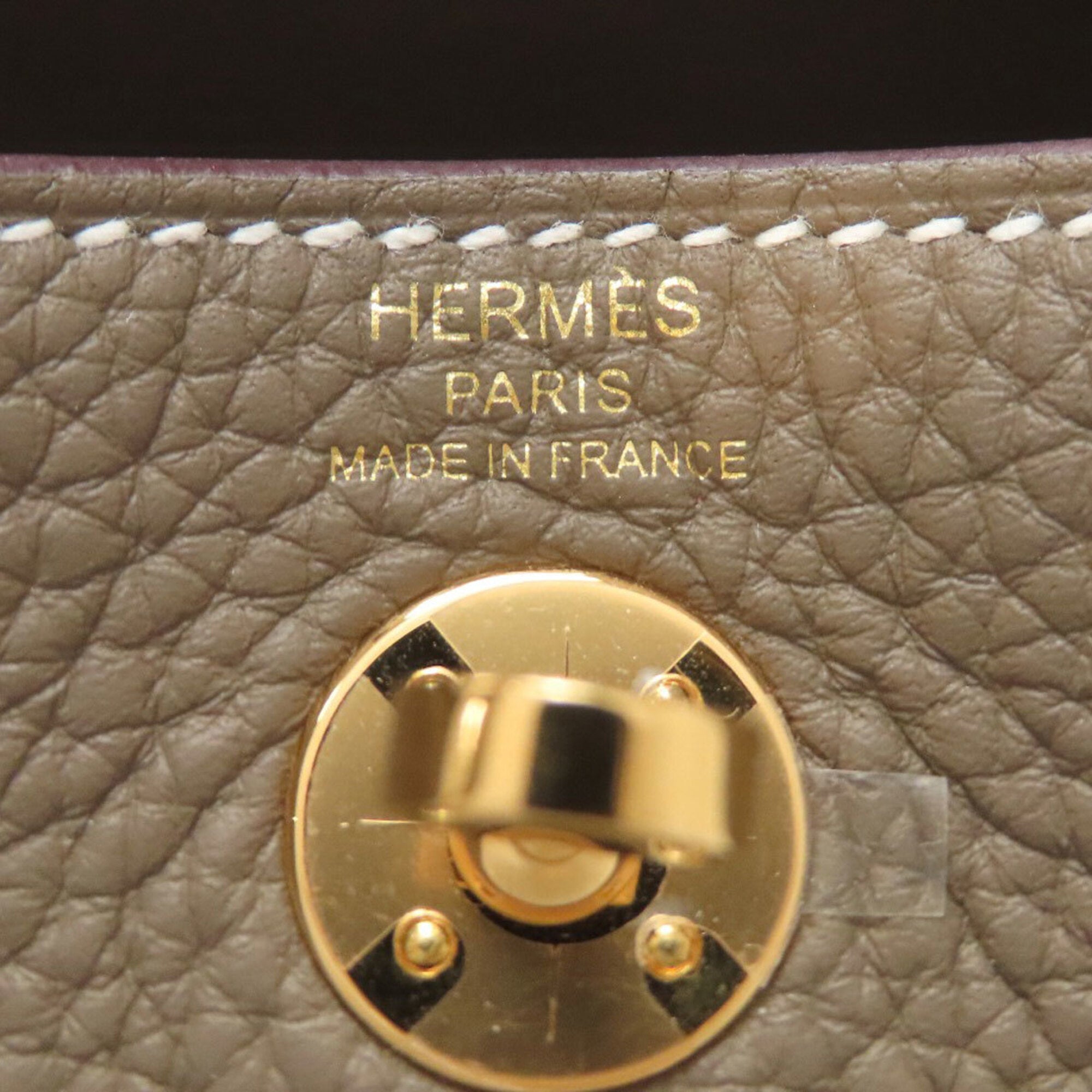 Hermes Lindy Etoupe Gray Taurillon Clemence Leather Handbag (Pre-Owned)