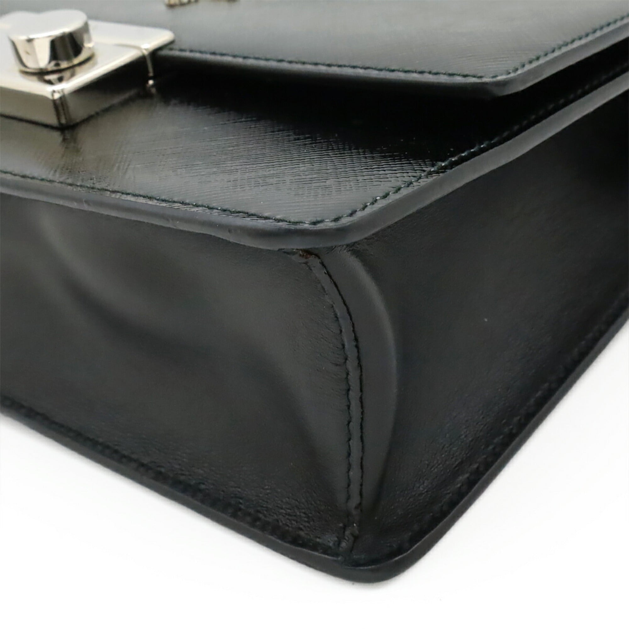 Prada Black Nero Leather Clutch Bag Shoulder Bag (Pre-Owned)