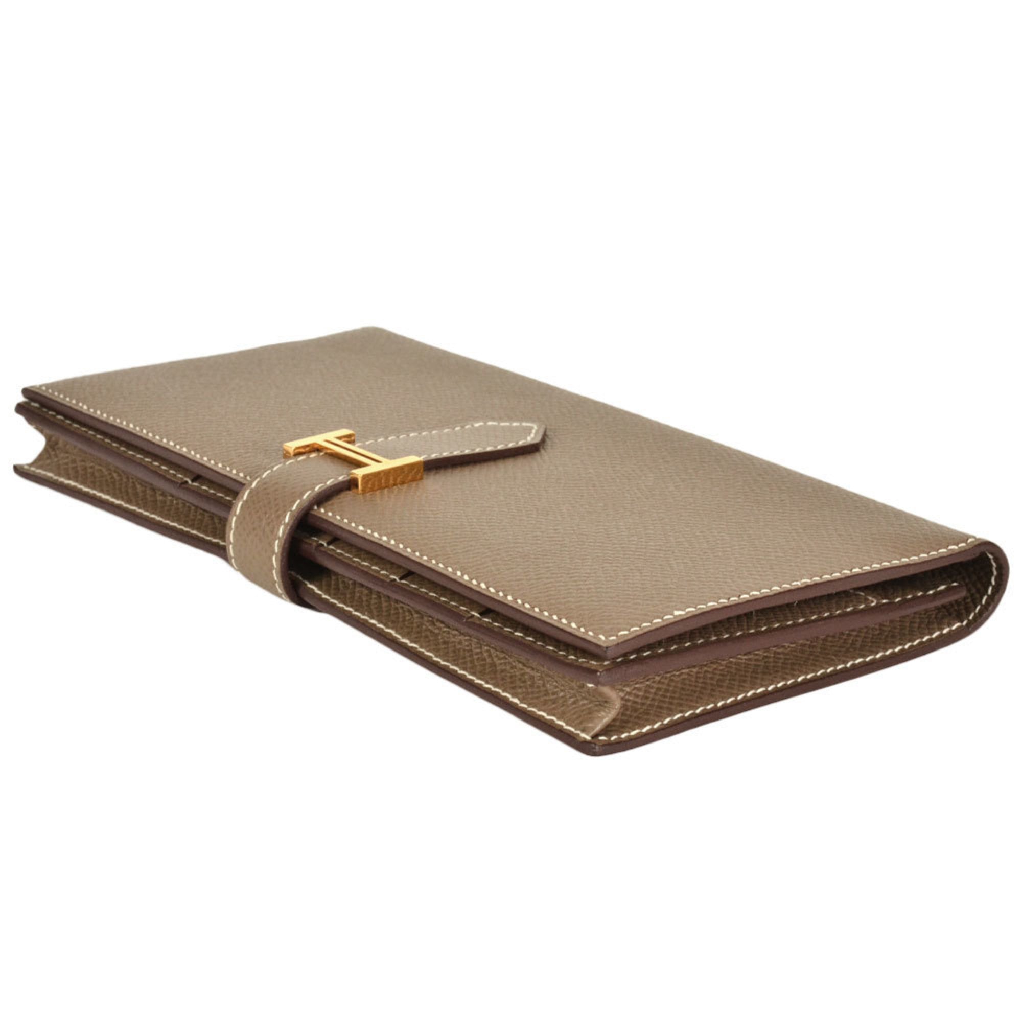 Hermes Etoupe Gray Epsom Leather Long Wallet (Bi-Fold) (Pre-Owned)