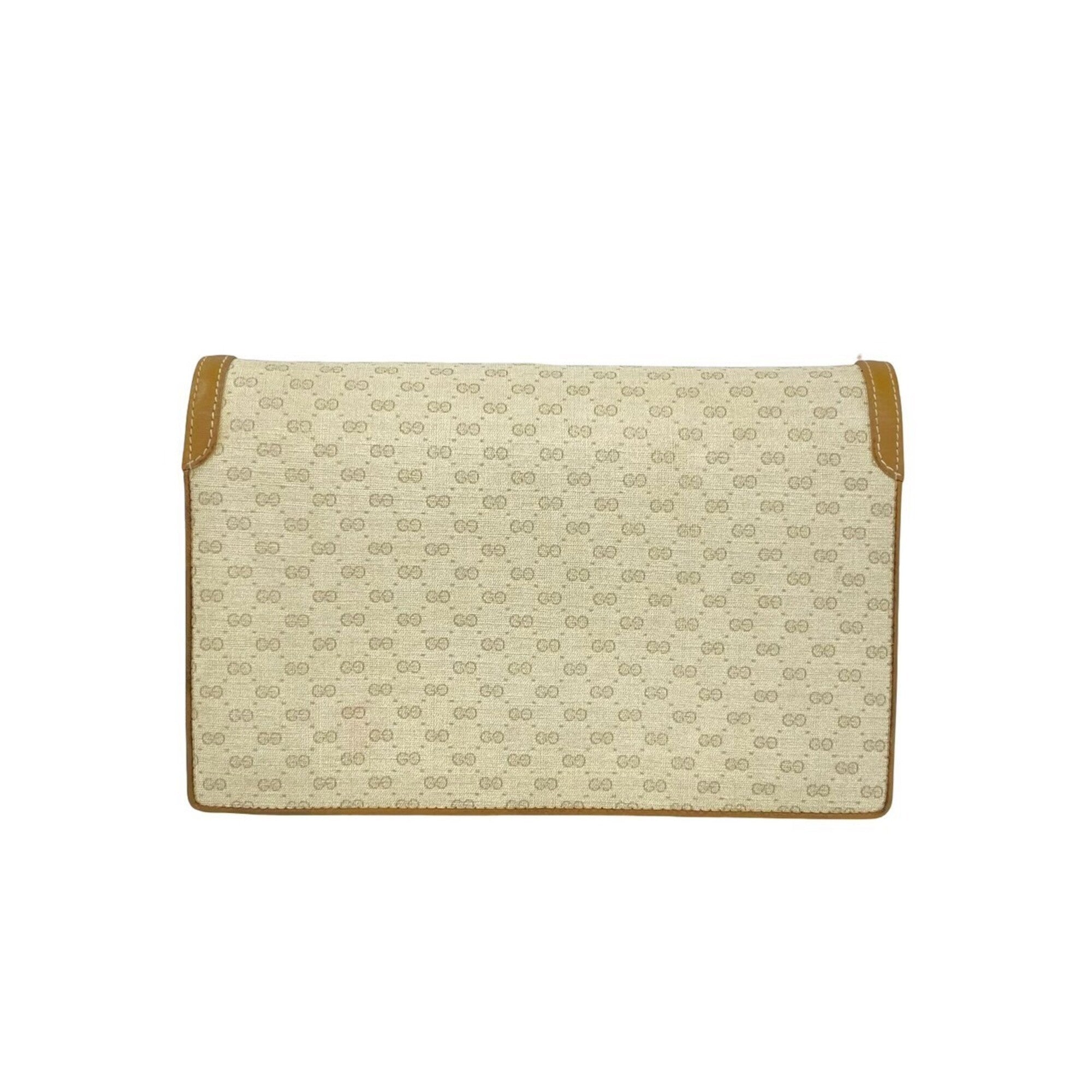 Gucci Beige Brown Leather Pvc Shoulder Bag (Pre-Owned)