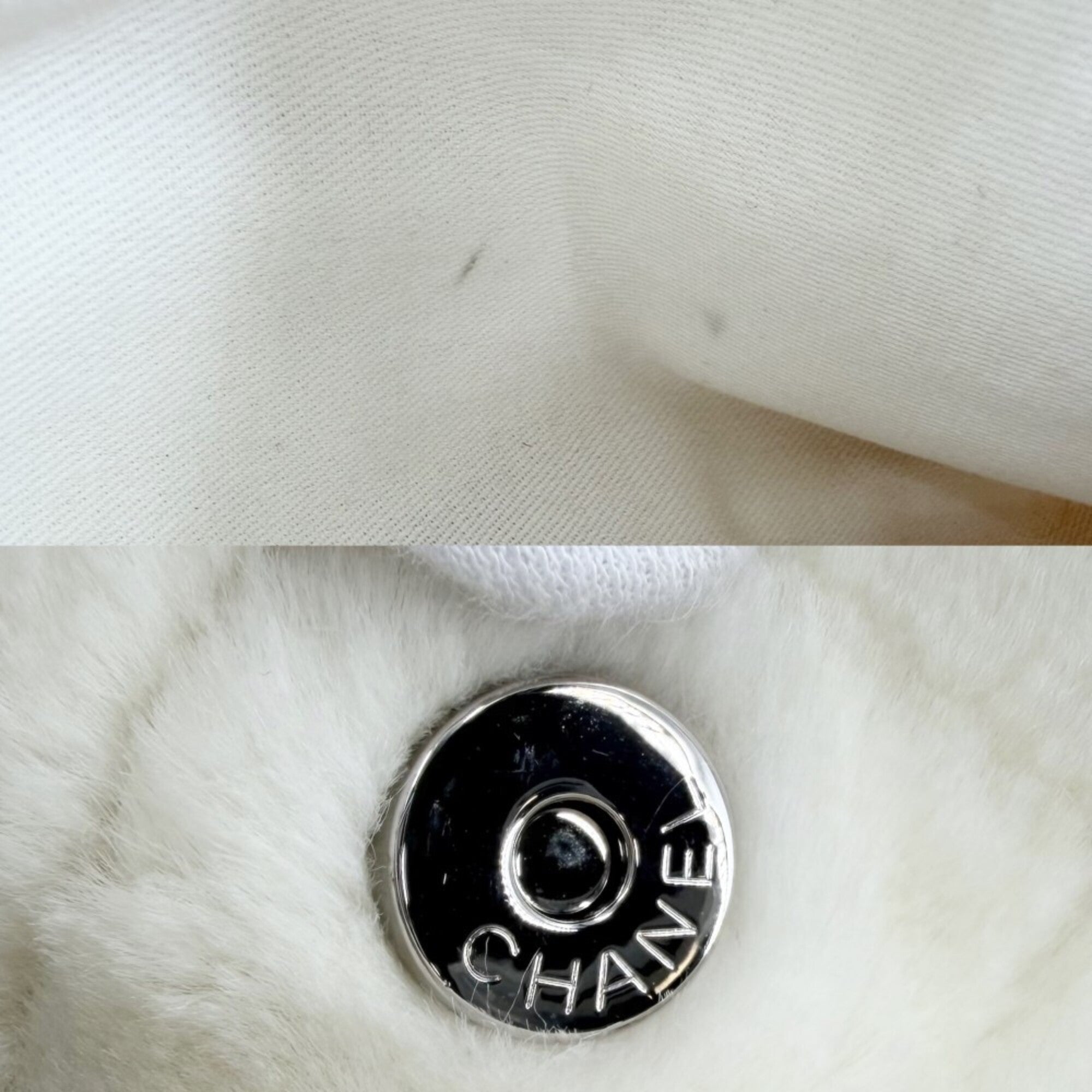 Chanel White Faux Fur Handbag Tote Bag (Pre-Owned)