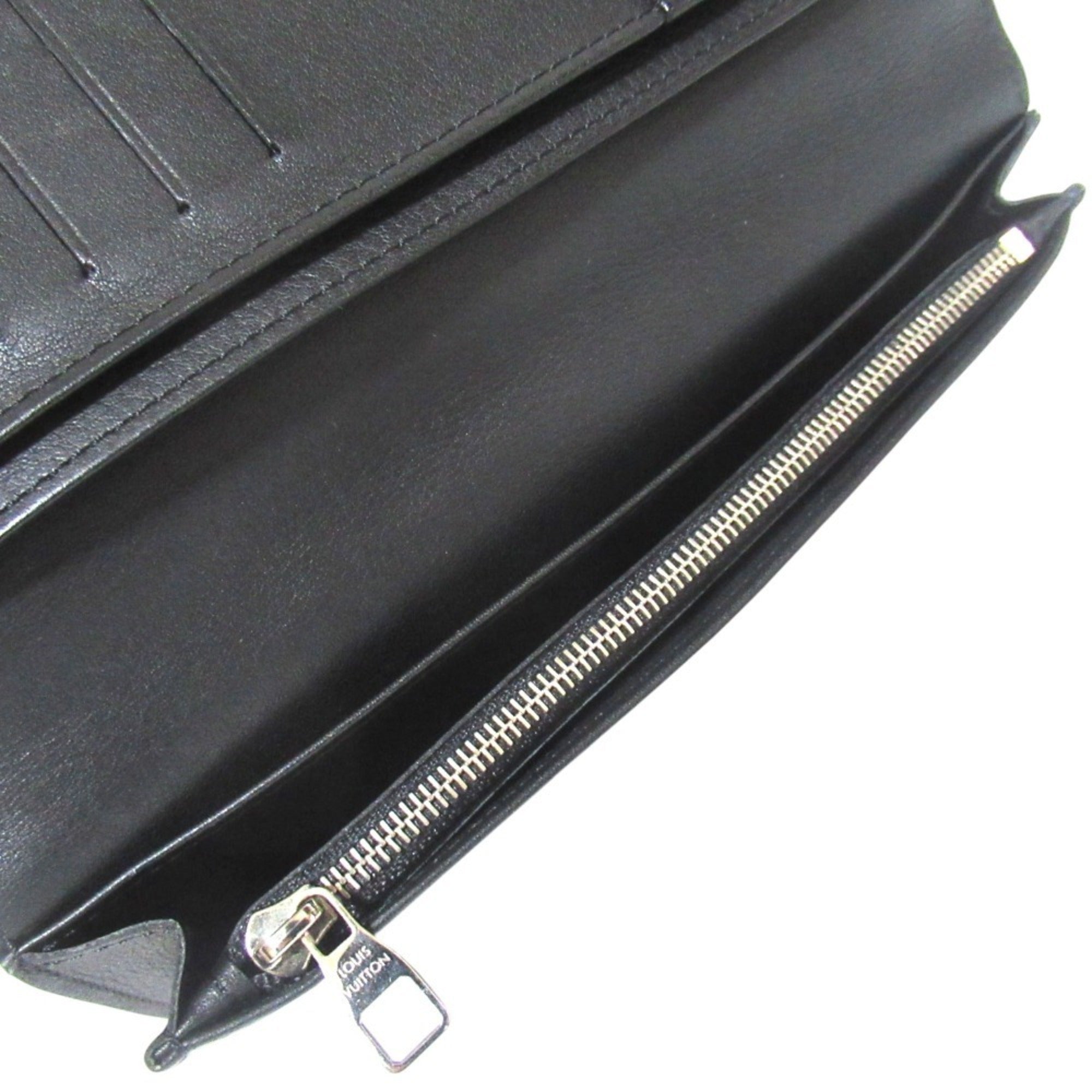 Louis Vuitton Black Leather Long Wallet (Bi-Fold) (Pre-Owned)