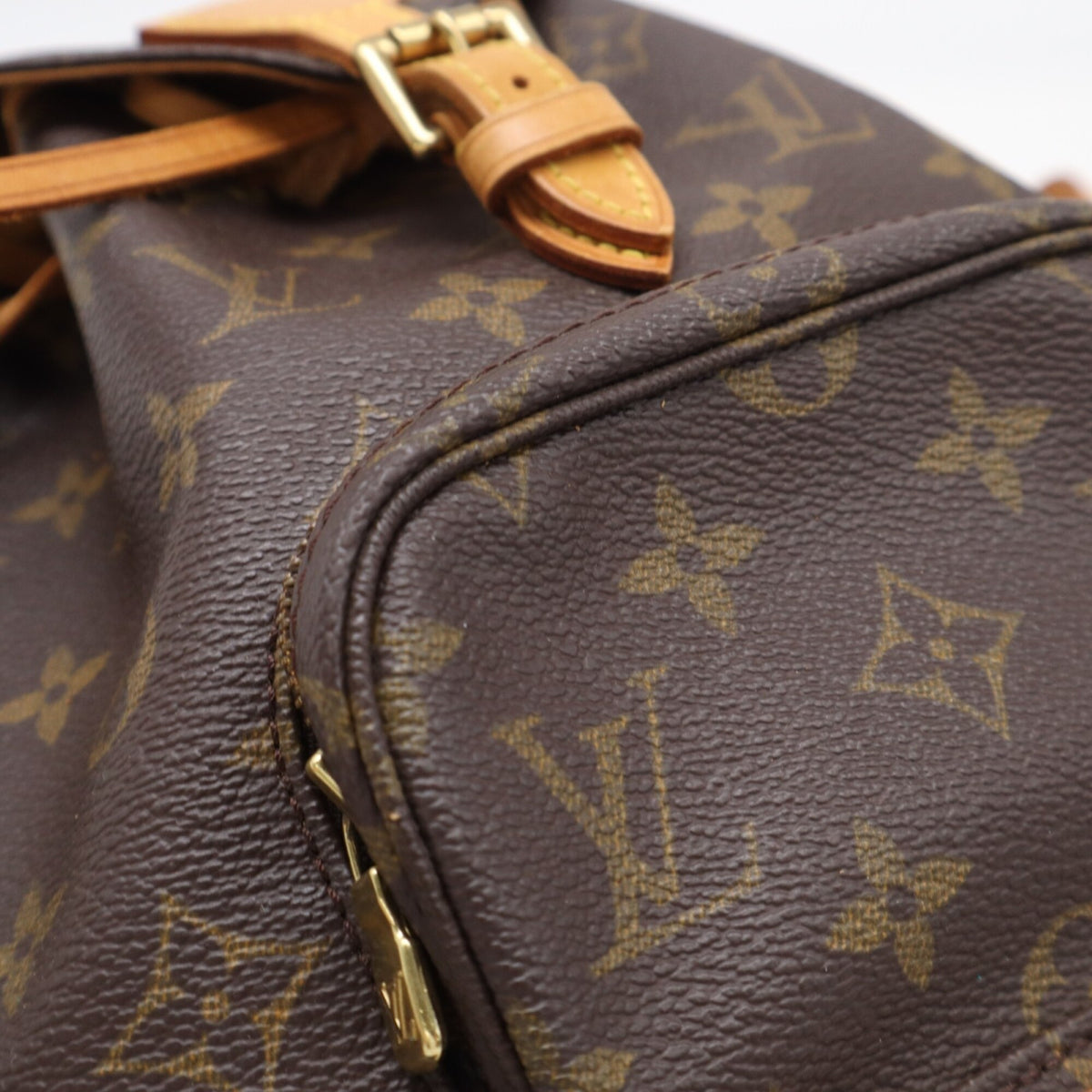 Louis Vuitton Beige Brown Coated Canvas Leather Backpack (Pre-Owned)