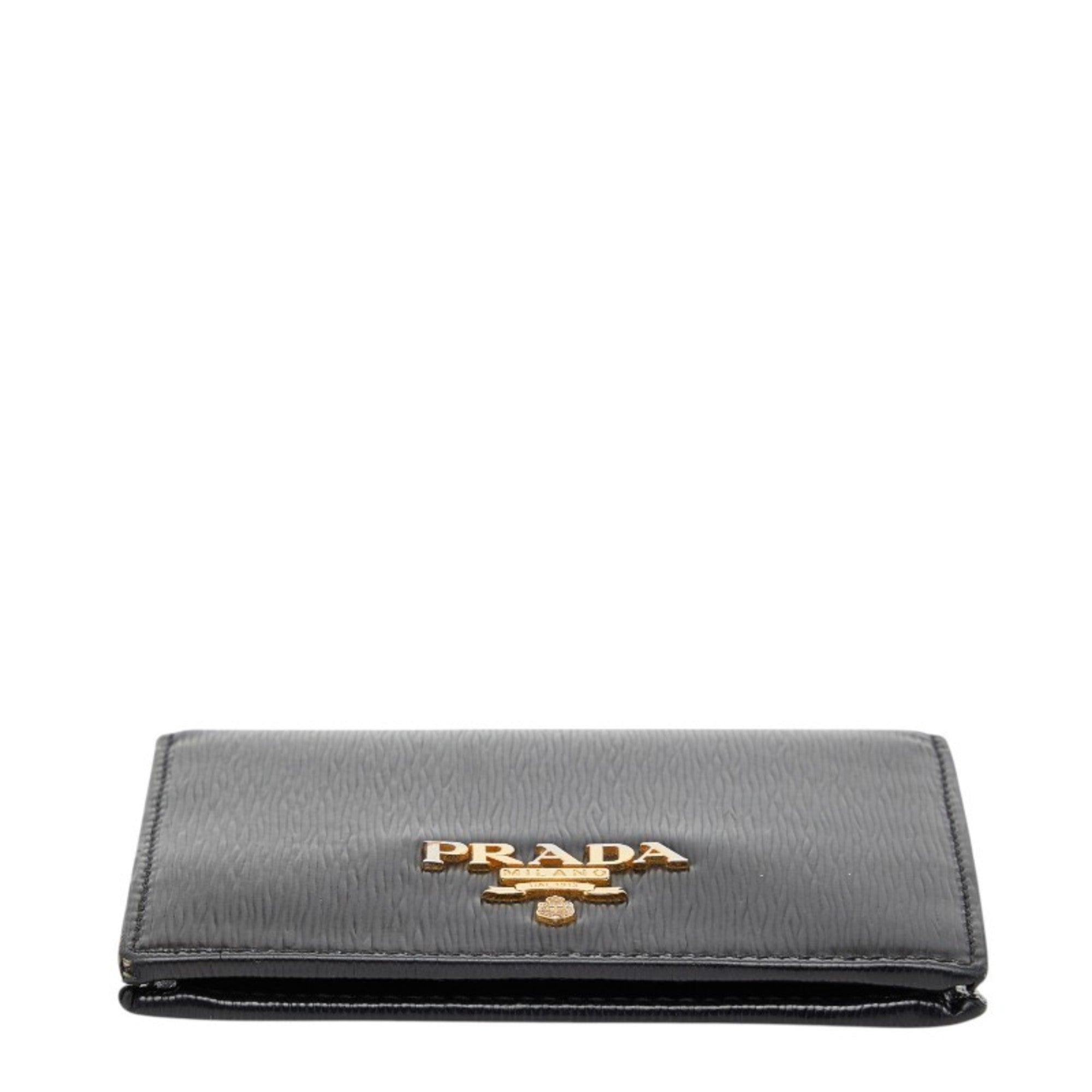 Prada Black Saffiano Triangle Leather Wallet (Bi-Fold) (Pre-Owned)