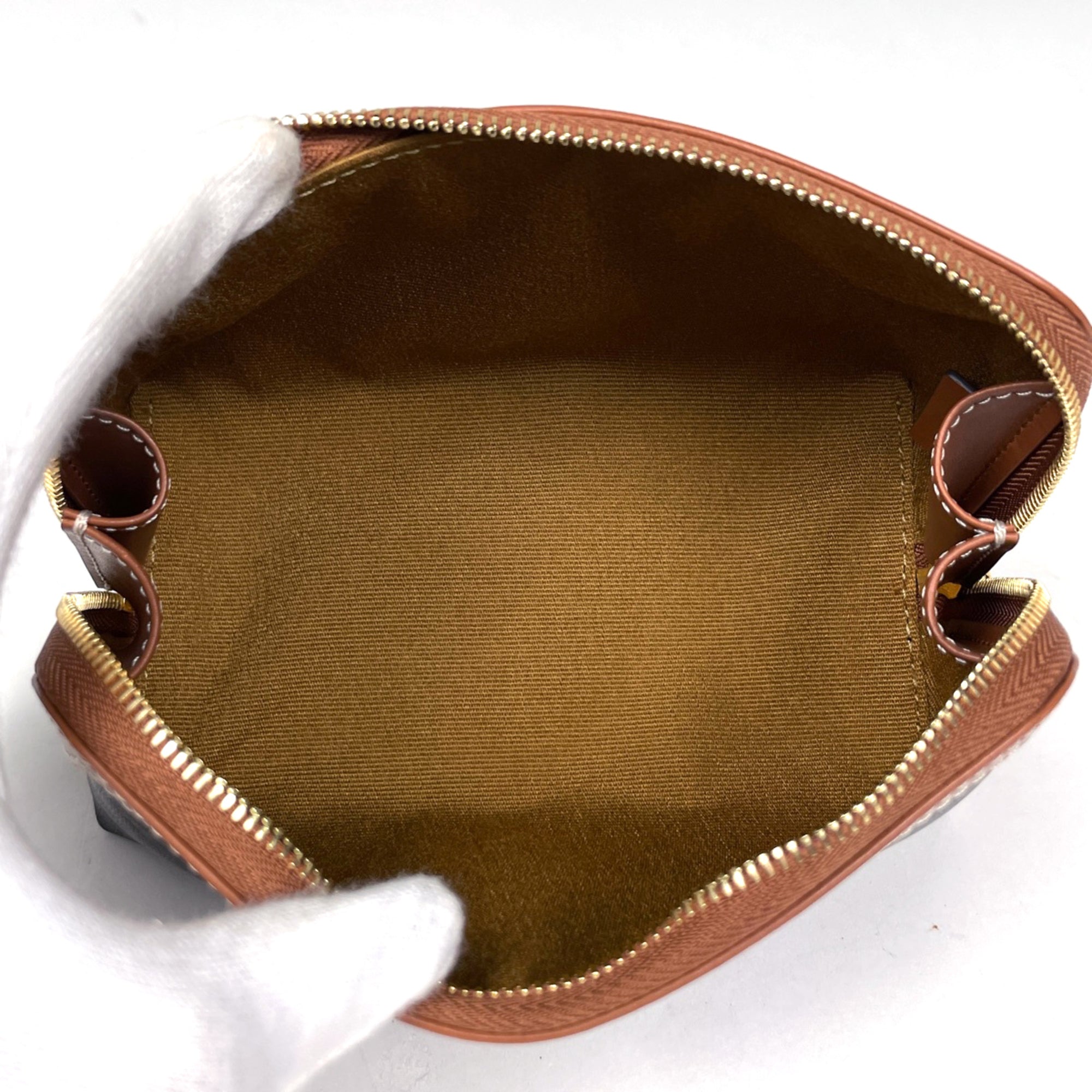 Celine Brown Coated Canvas Leather Pouch (Pre-Owned)