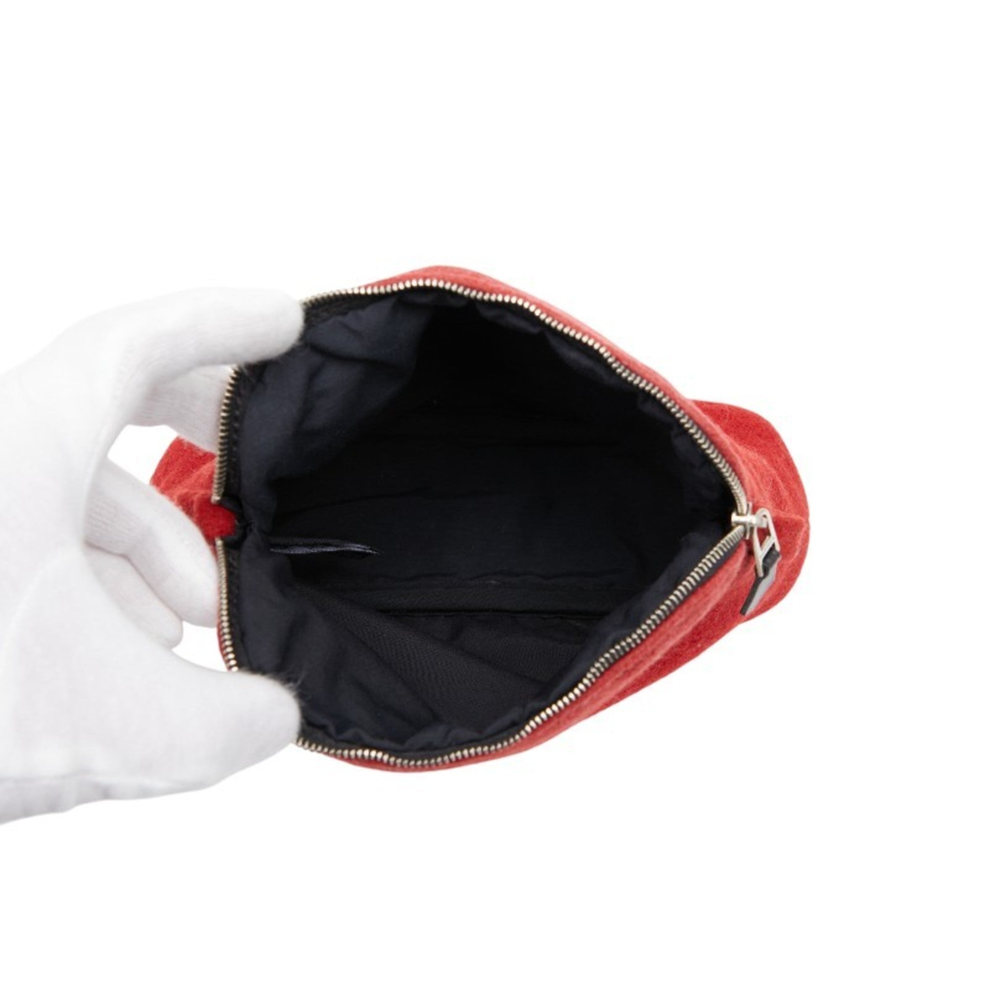 Hermes Red Color Wool Pouch (Pre-Owned)