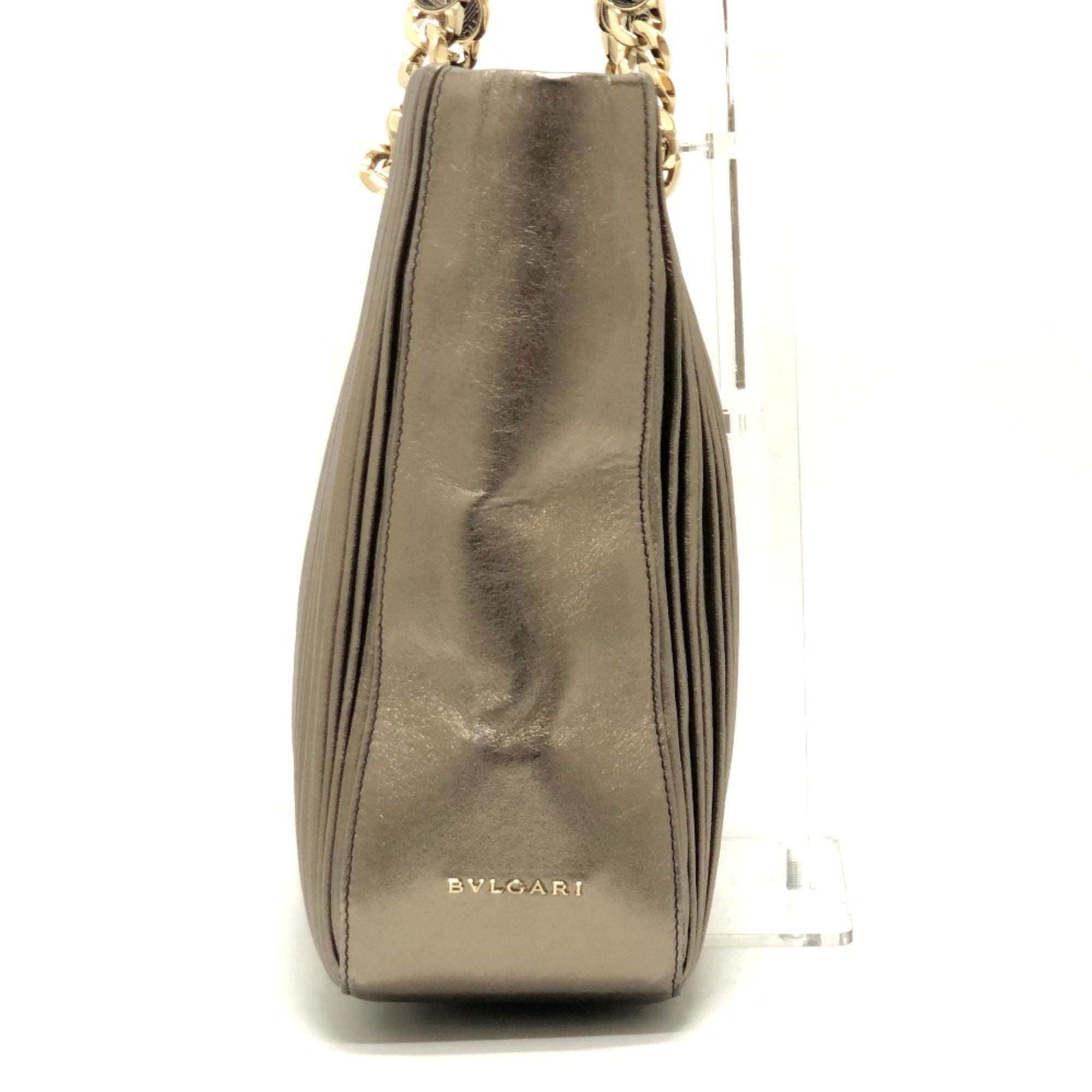 Bvlgari Gold Leather Shoulder Bag Tote Bag (Pre-Owned)