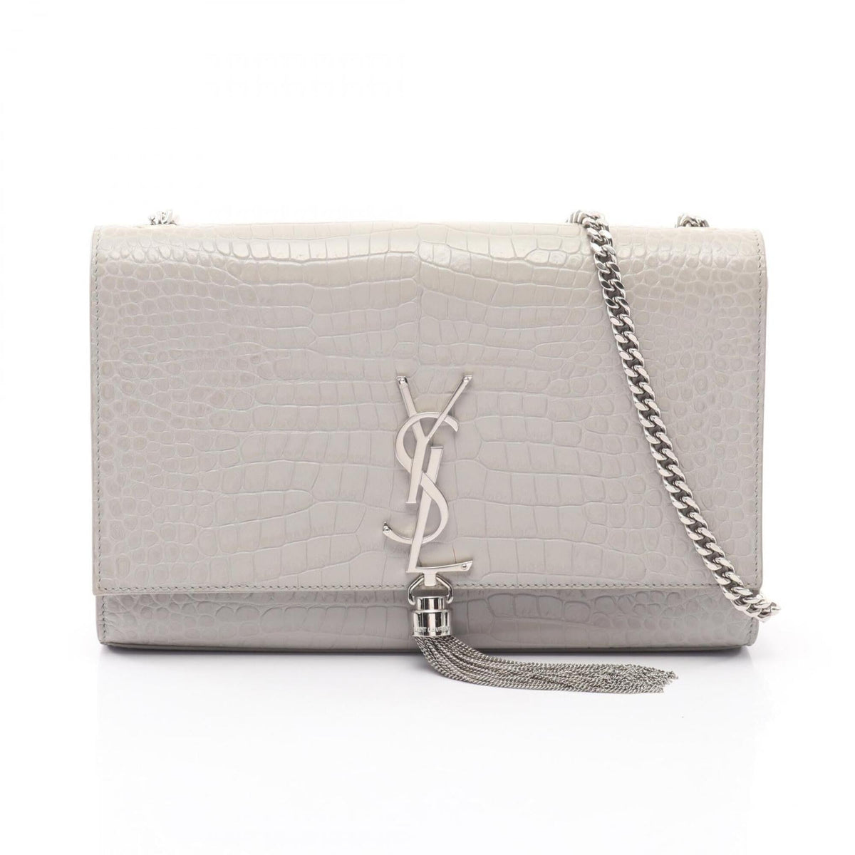 Saint Laurent Gray Leather Handbag Shoulder Bag (Pre-Owned)