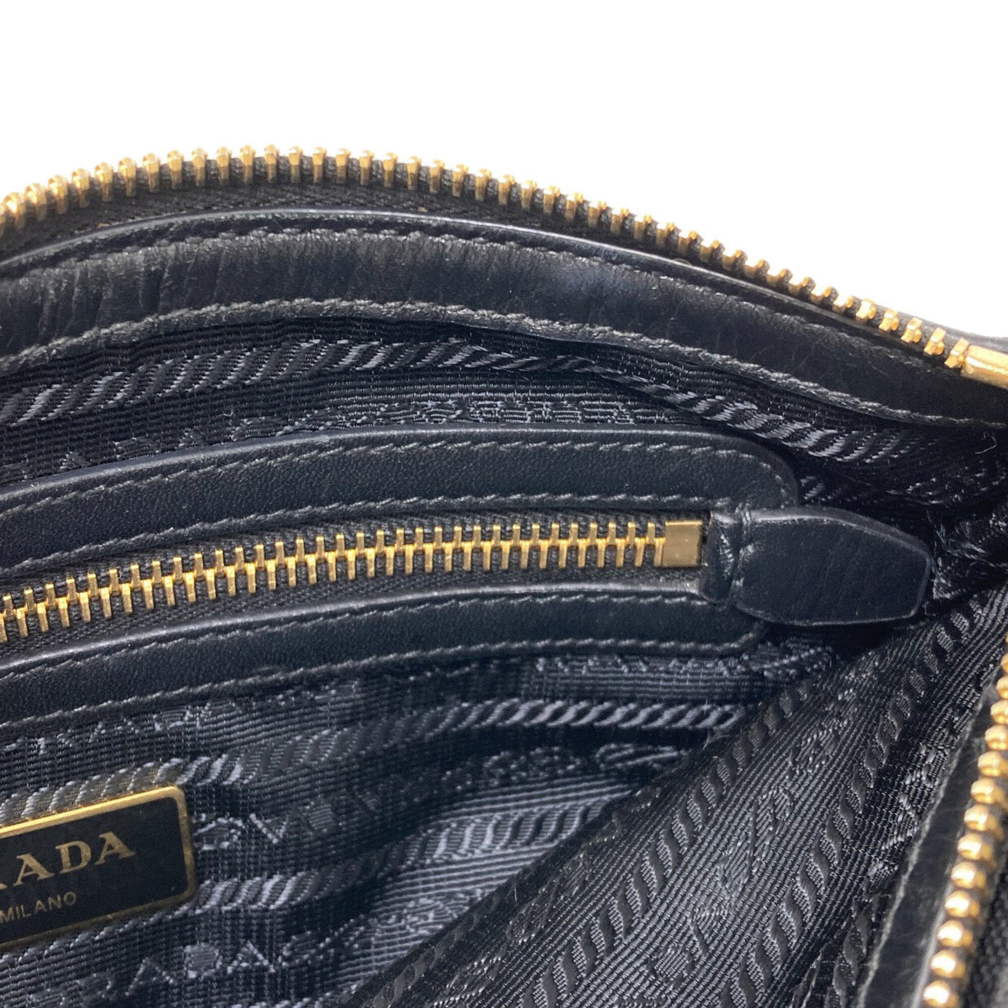 Prada Black Canvas Leather Shoulder Bag (Pre-Owned)