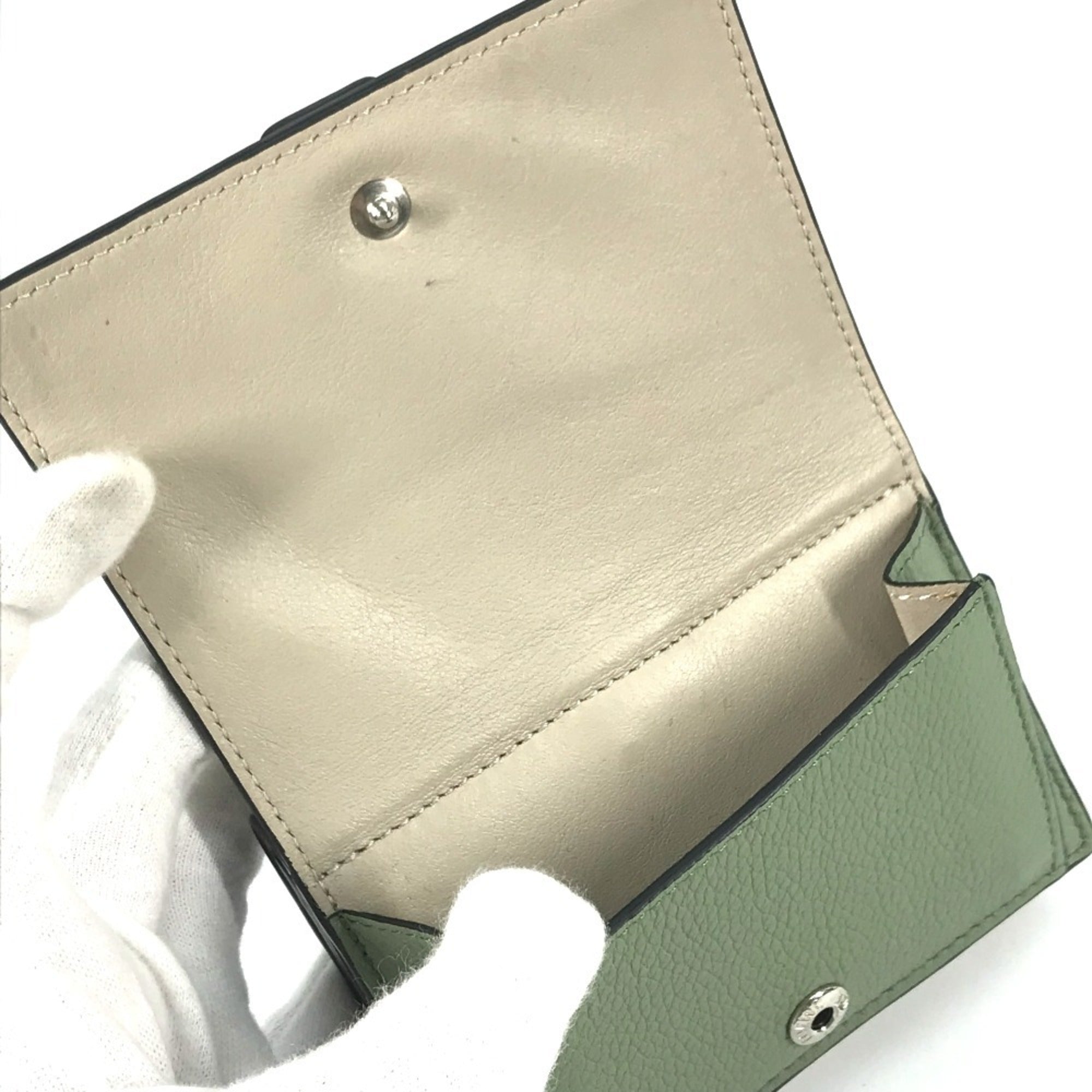 Loewe Brown Green Leather Wallet (Tri-Fold) (Pre-Owned)