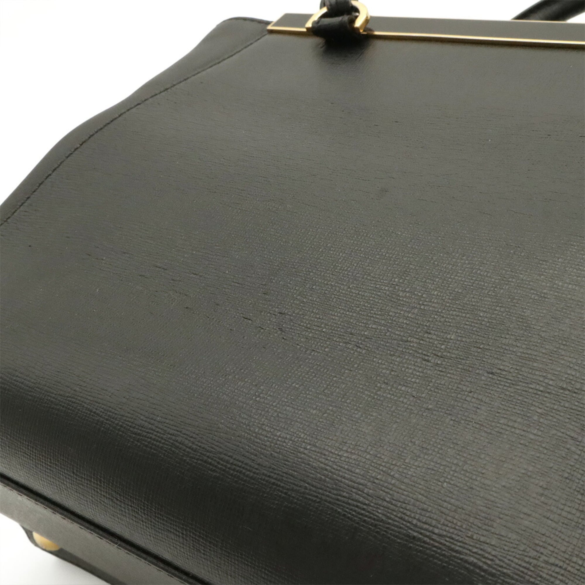 Fendi Black Leather Handbag Shoulder Bag Tote Bag (Pre-Owned)