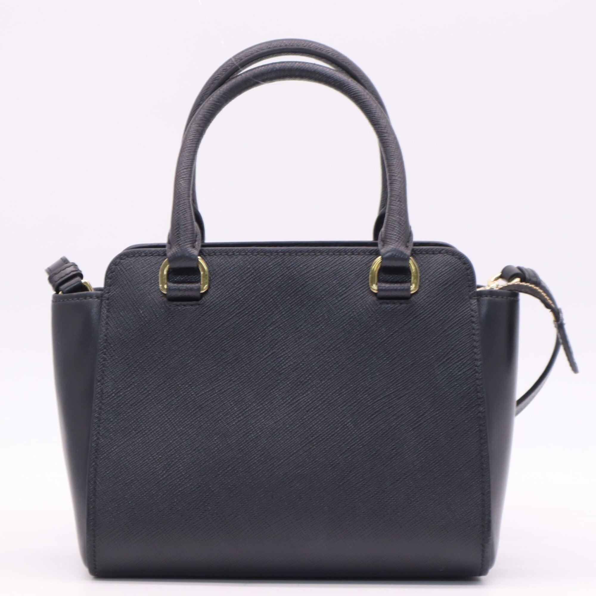 Prada Saffiano Black Coated Canvas Leather Handbag Shoulder Bag (Pre-Owned)