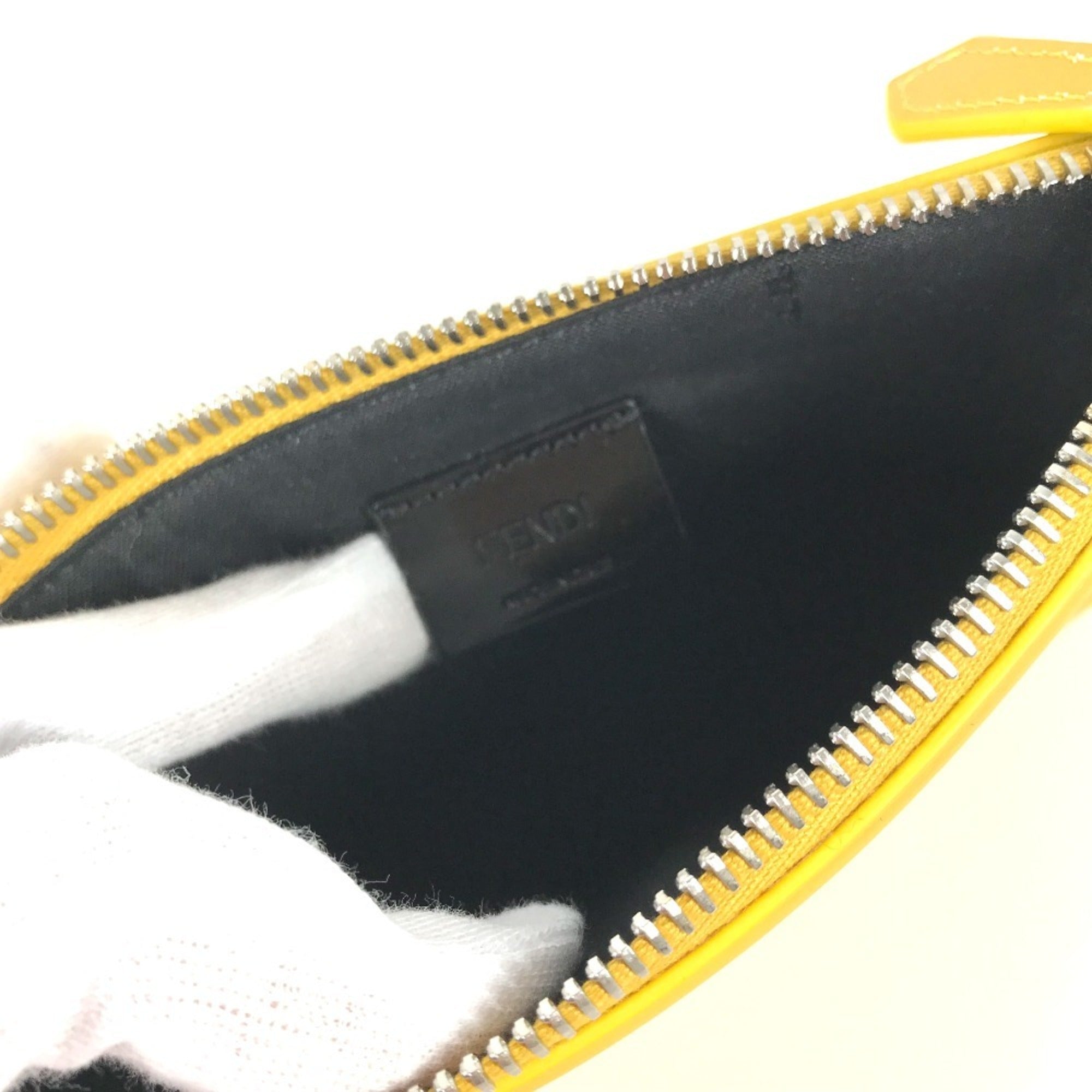 Fendi Yellow Leather Clutch Bag Pouch (Pre-Owned)