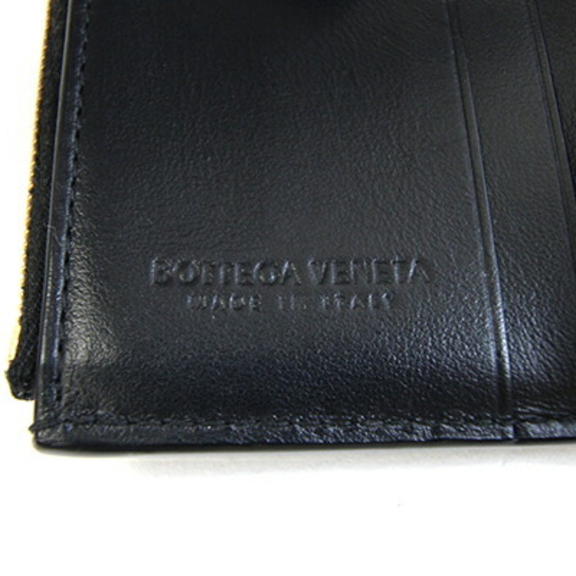 Bottega Veneta Intrecciato Black Leather Wallet (Tri-Fold) (Pre-Owned)