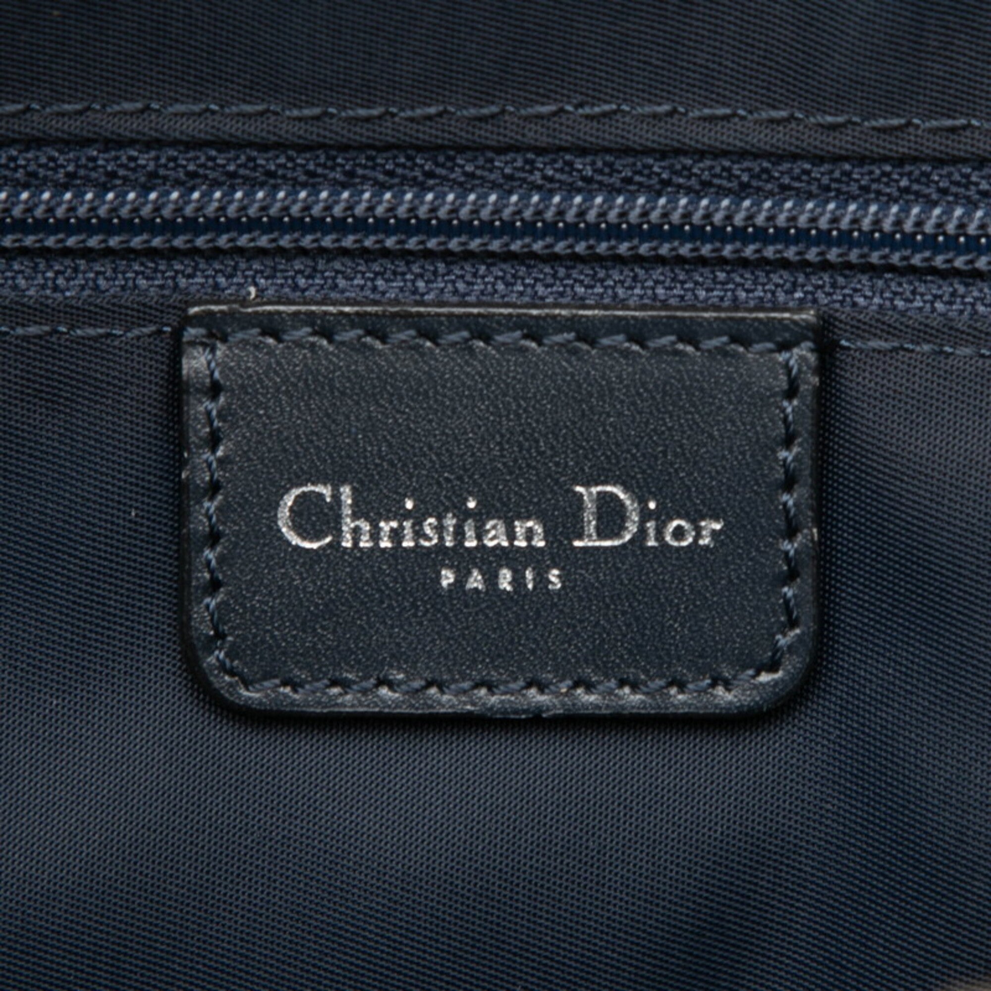 Christian Dior Navy Canvas Leather Handbag Tote Bag (Pre-Owned)