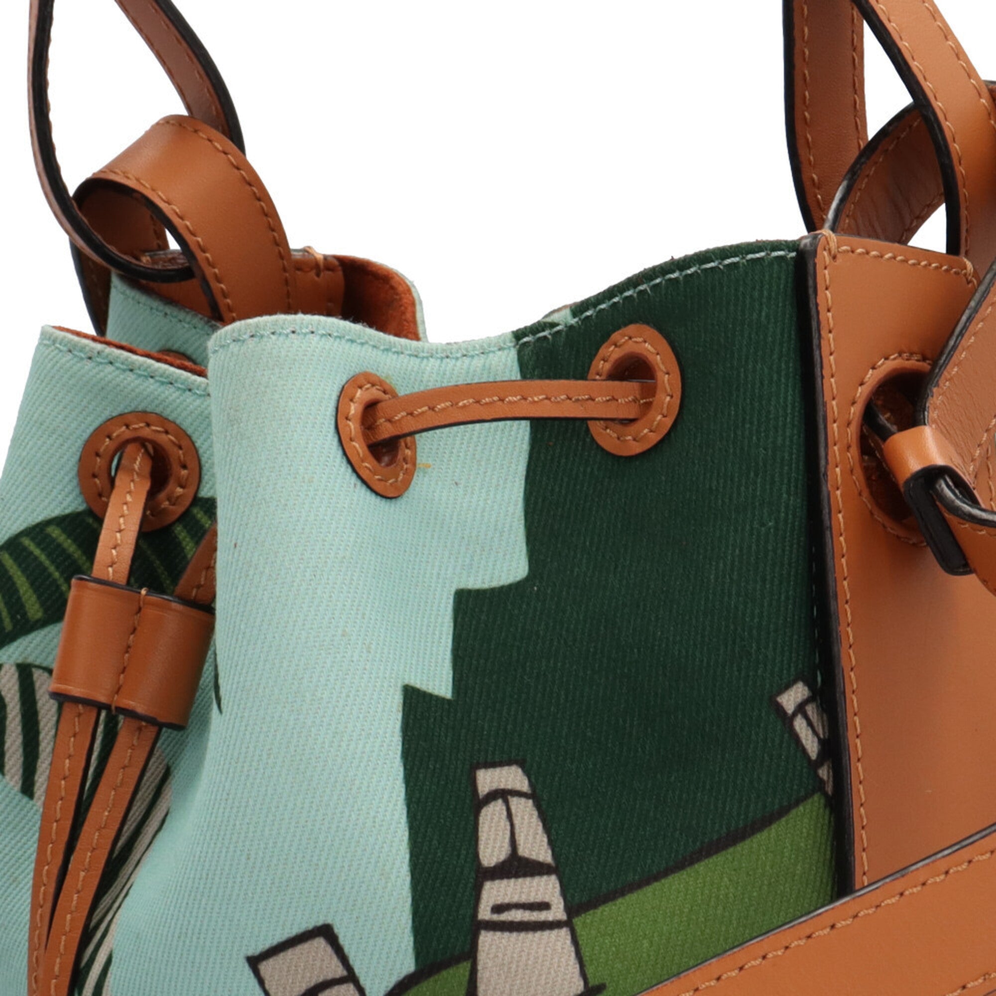 Loewe Blue Brown Canvas Leather Shoulder Bag (Pre-Owned)