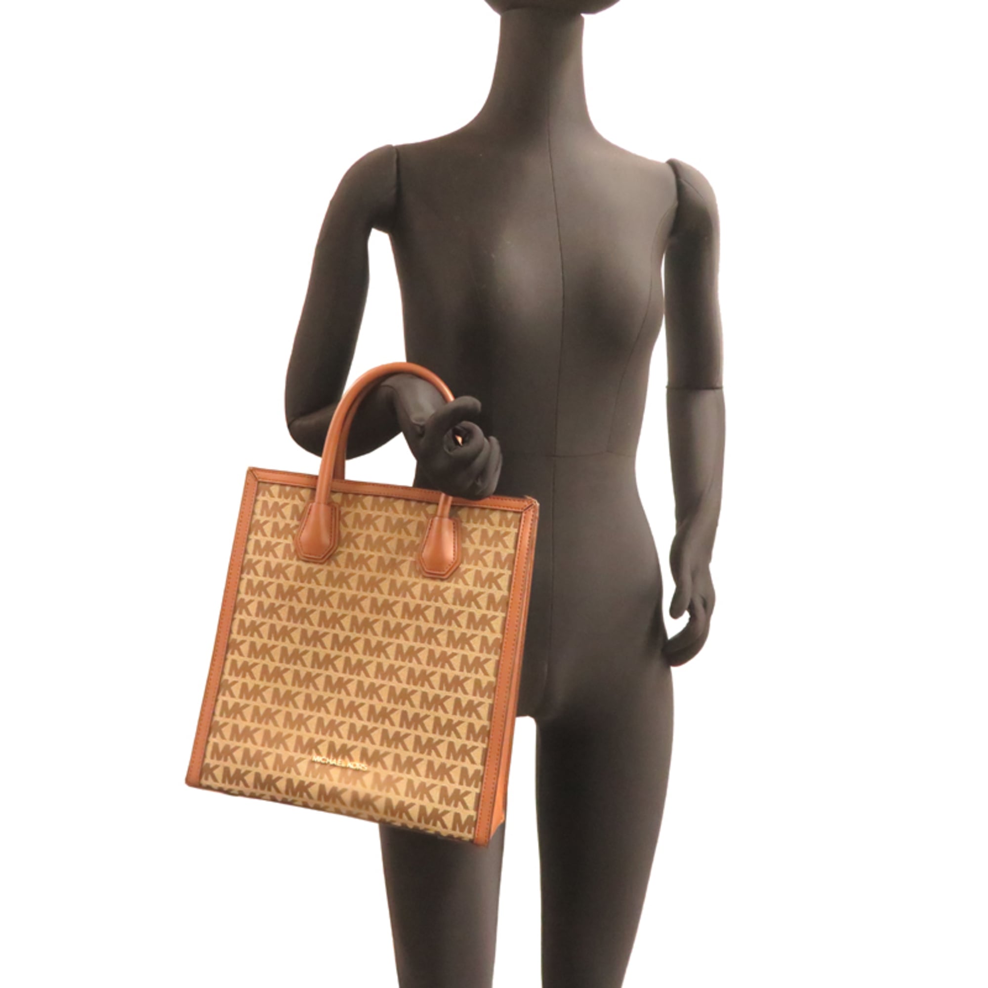 Michael Kors Brown Leather Canvas Tote Bag (Pre-Owned)