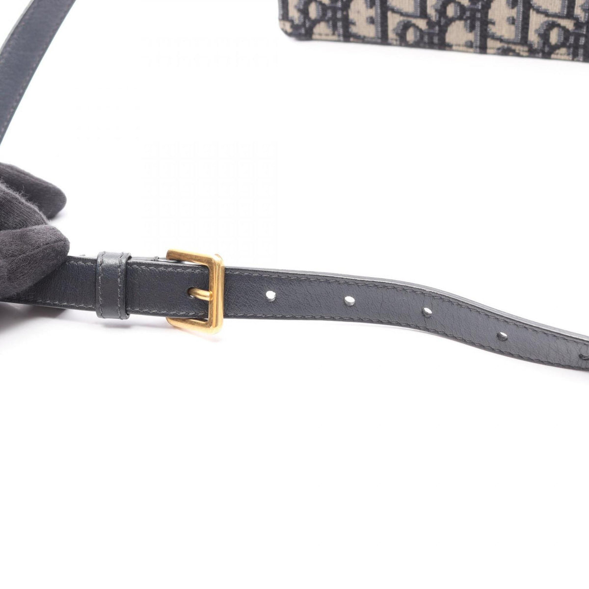 Christian Dior Ivory Navy Canvas Leather Fanny Pack Handbag Saddle Bag (Pre-Owned)