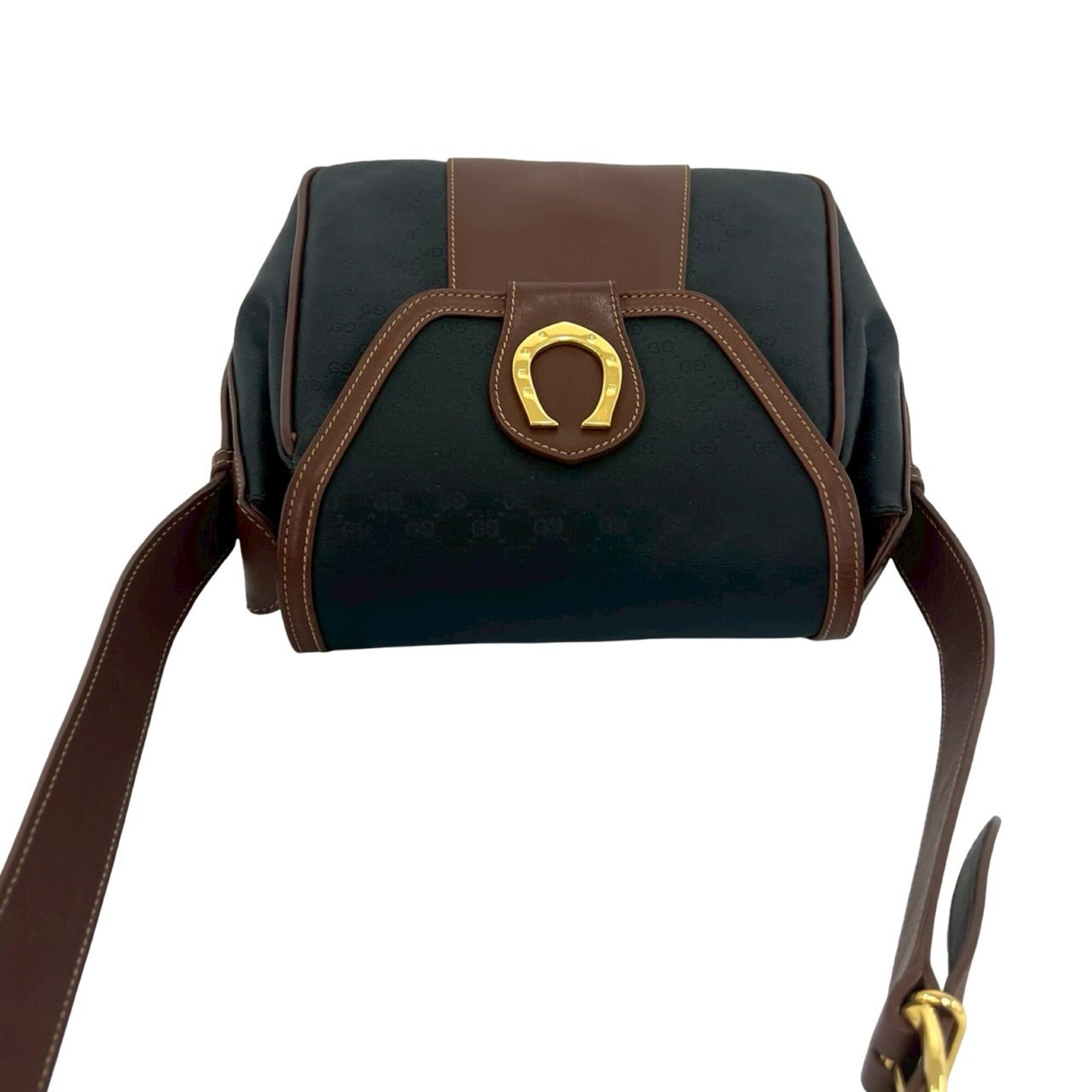 Gucci Black Brown Leather Pvc Shoulder Bag (Pre-Owned)