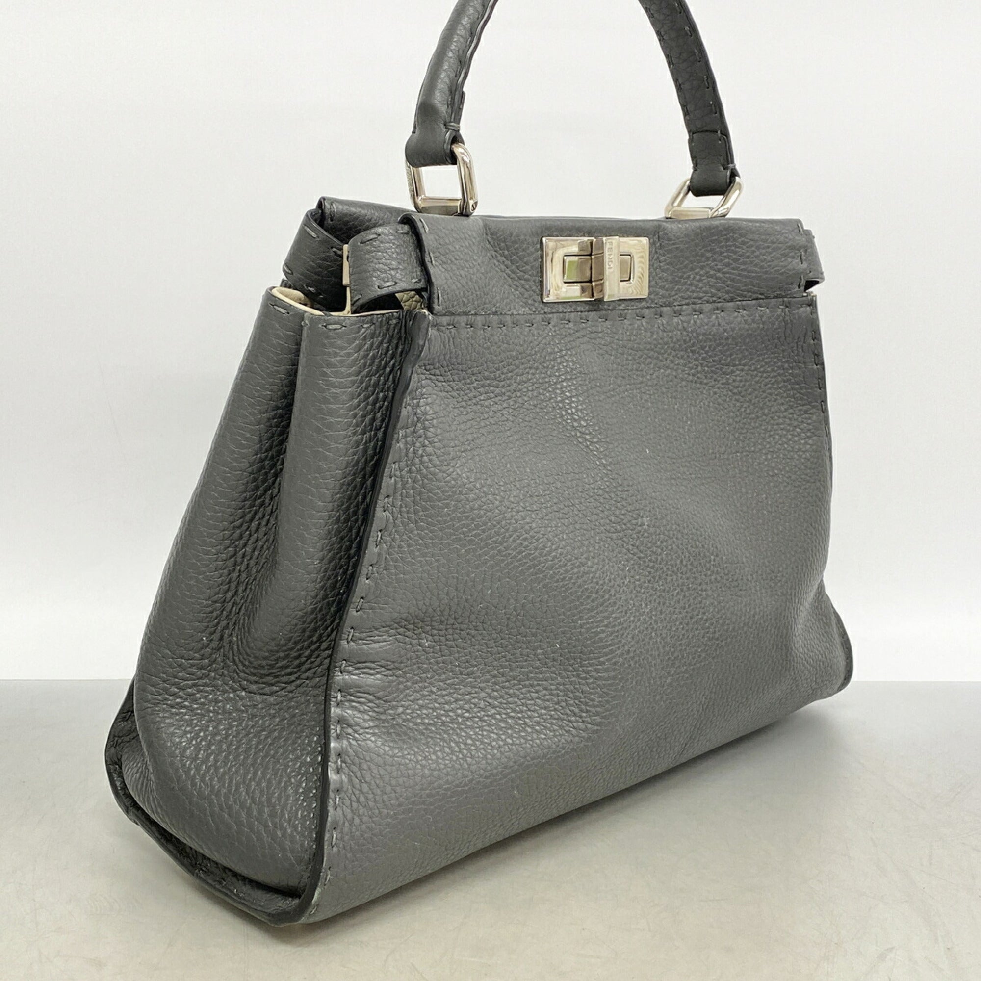 Fendi Gray Leather Handbag (Pre-Owned)