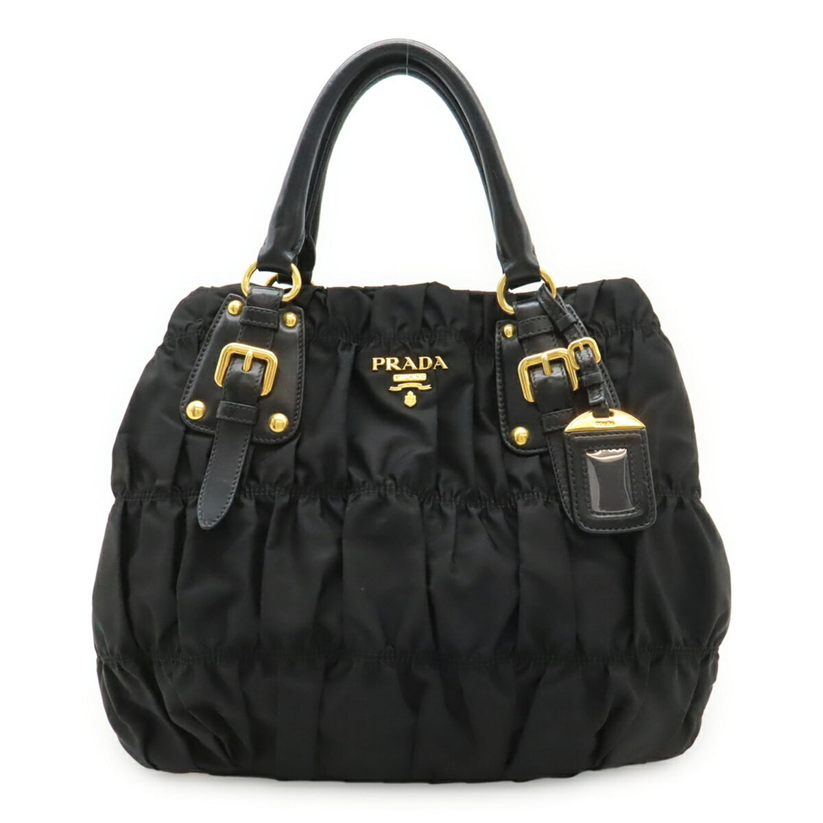Prada Black Nero Nylon Leather Handbag Shoulder Bag Tote Bag (Pre-Owned)