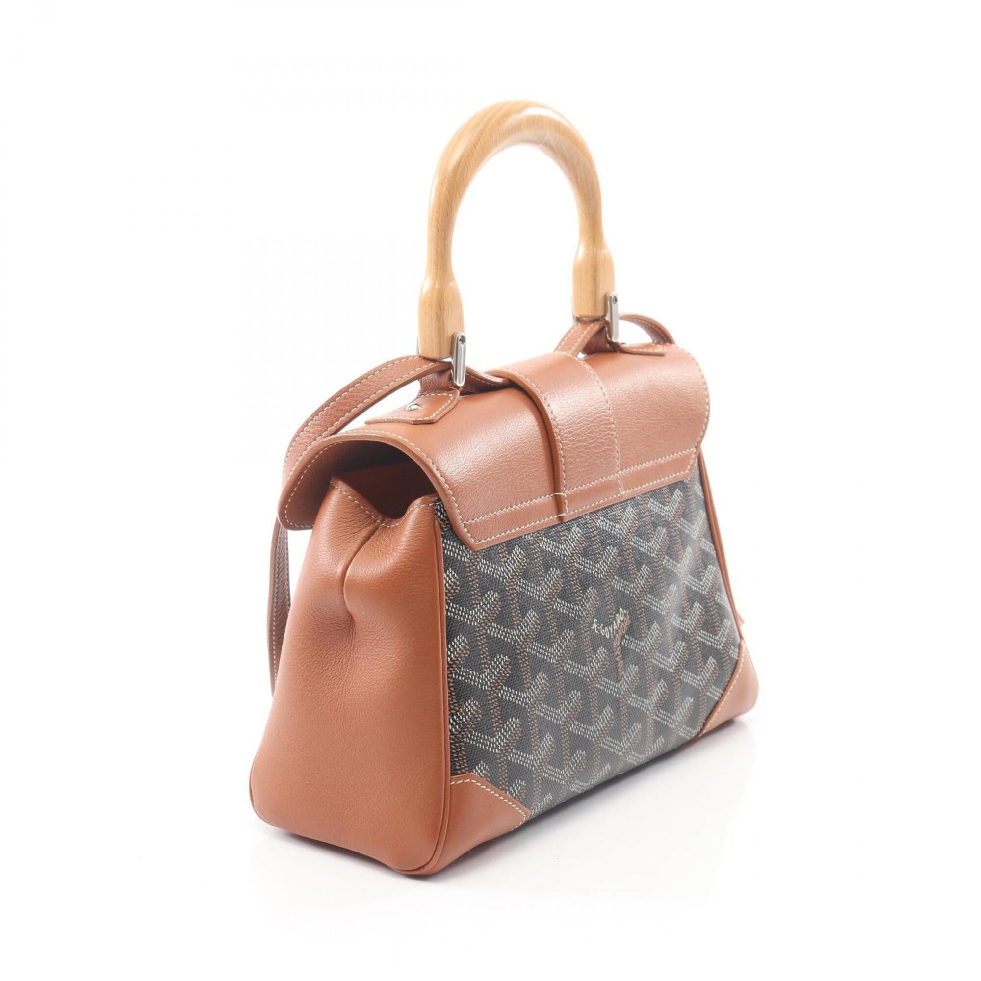 Goyard Black Brown Coated Canvas Leather Handbag (Pre-Owned)