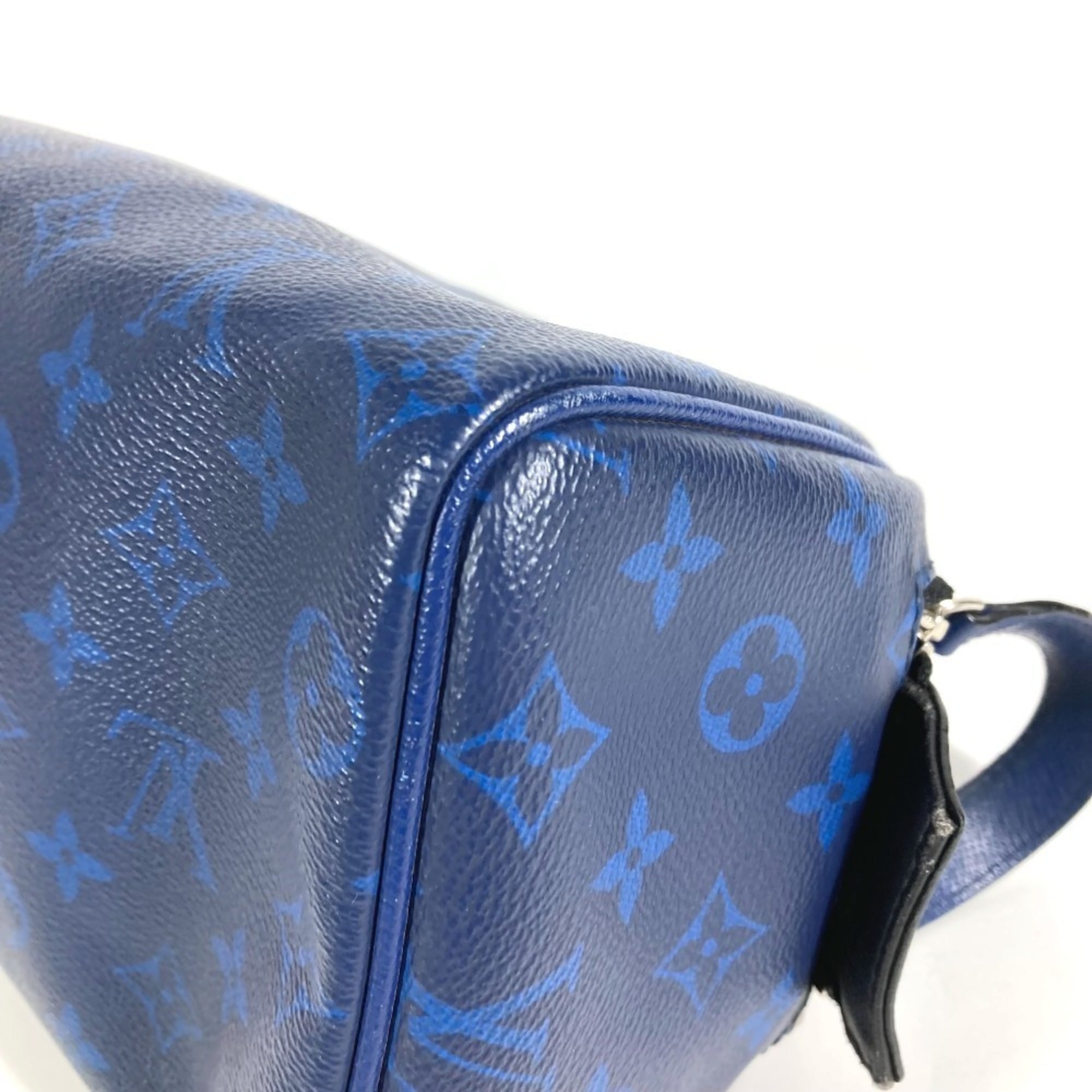 Louis Vuitton Blue Taiga Leather Monogram Canvas Leather Clutch Bag Handbag Pouch (Pre-Owned)