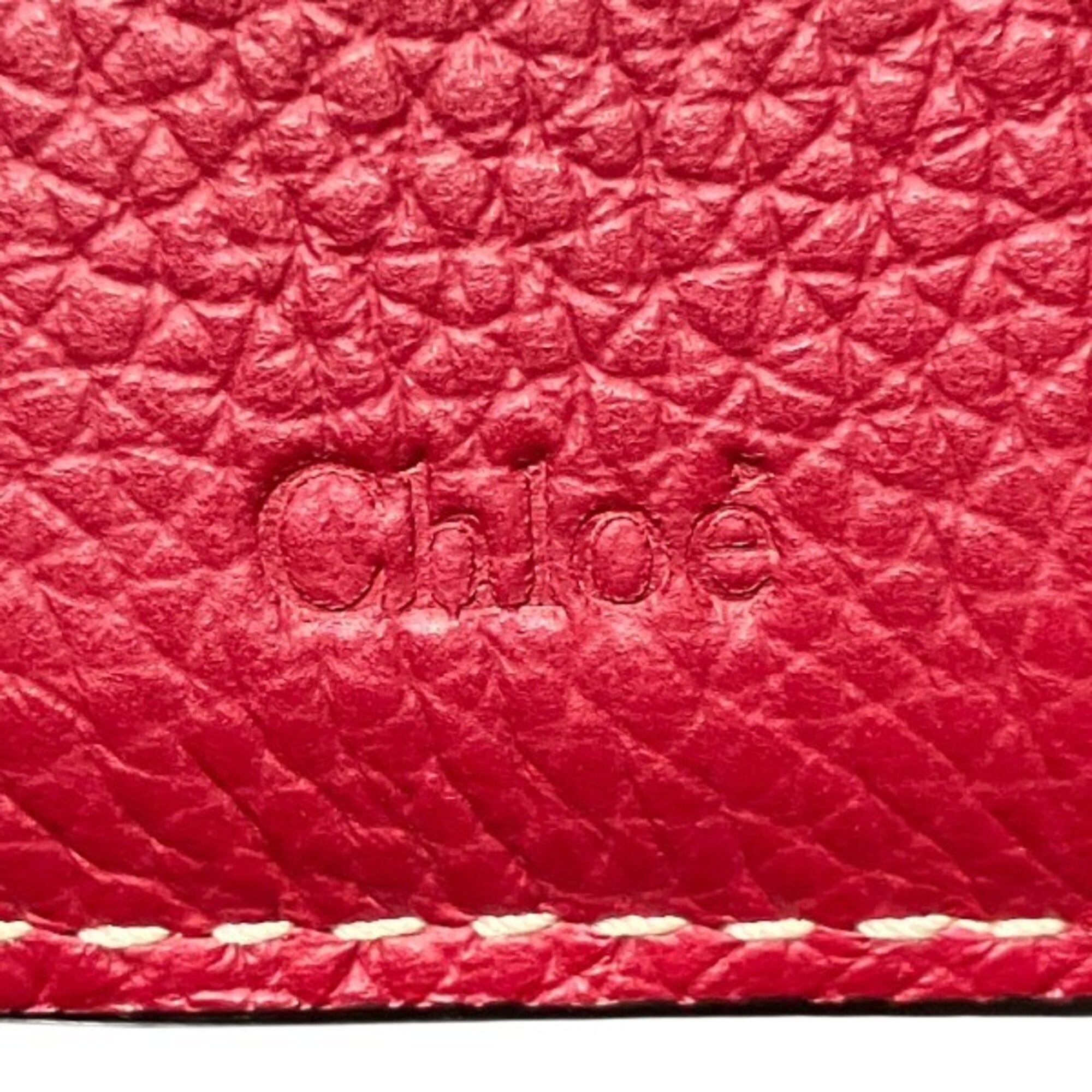 Chloé Red Color Leather Wallet (Tri-Fold) (Pre-Owned)