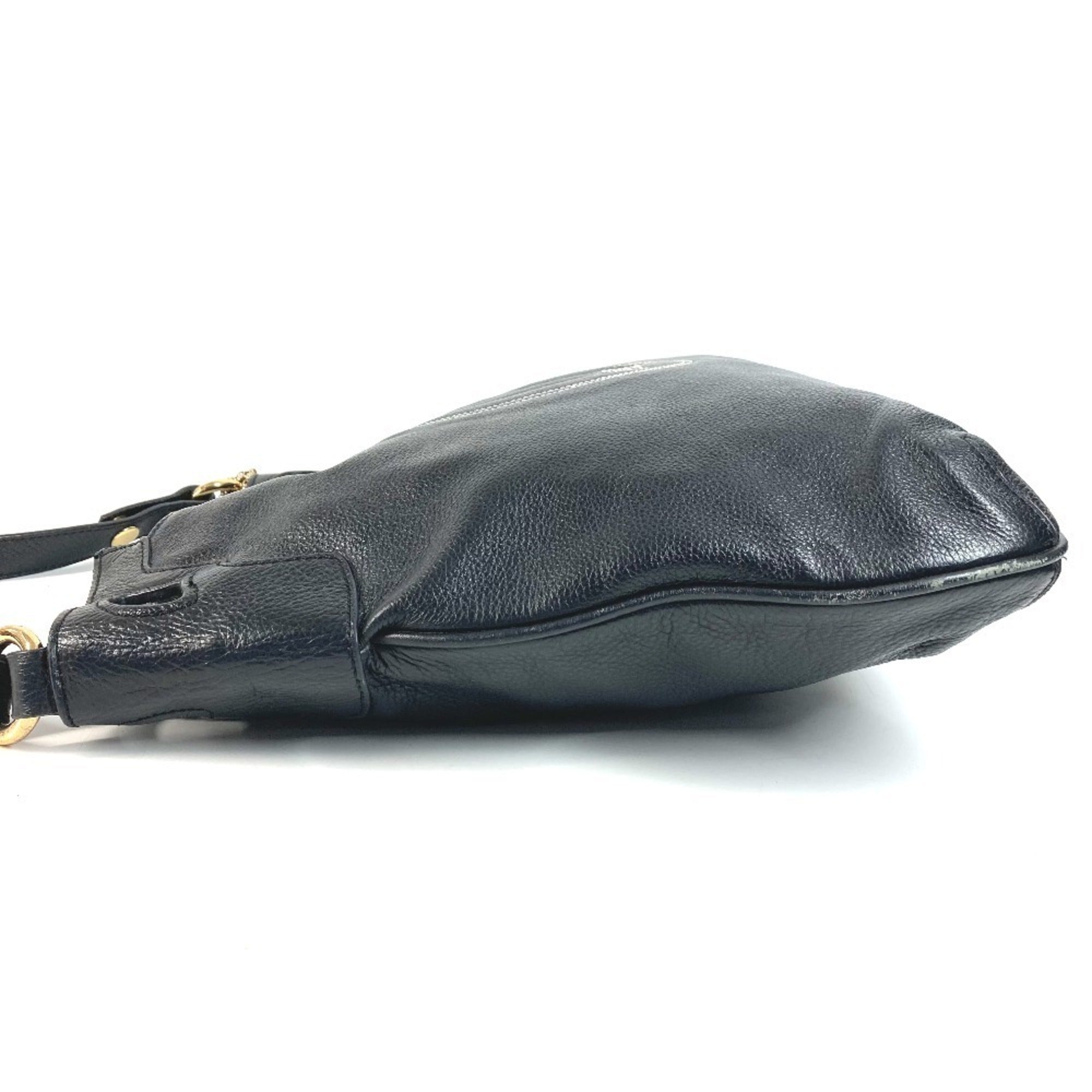 Cartier Marcello Black White Leather Shoulder Bag (Pre-Owned)